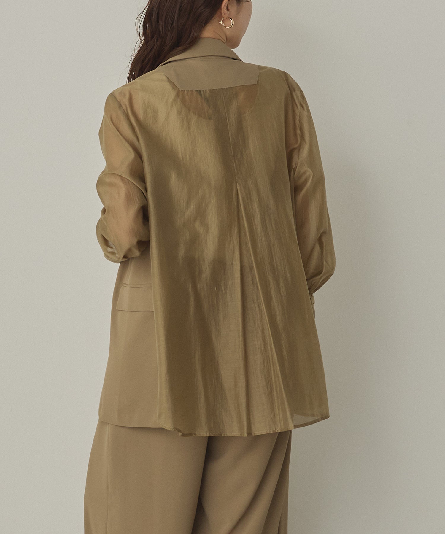 POLY TWILL SHEER TAILORED JACKET