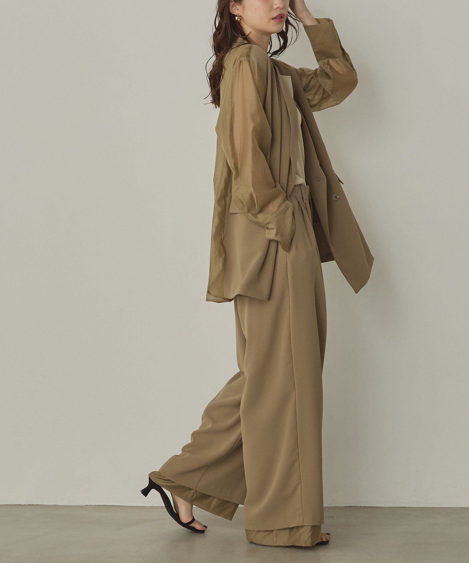 POLY TWILL SHEER TAILORED JACKET