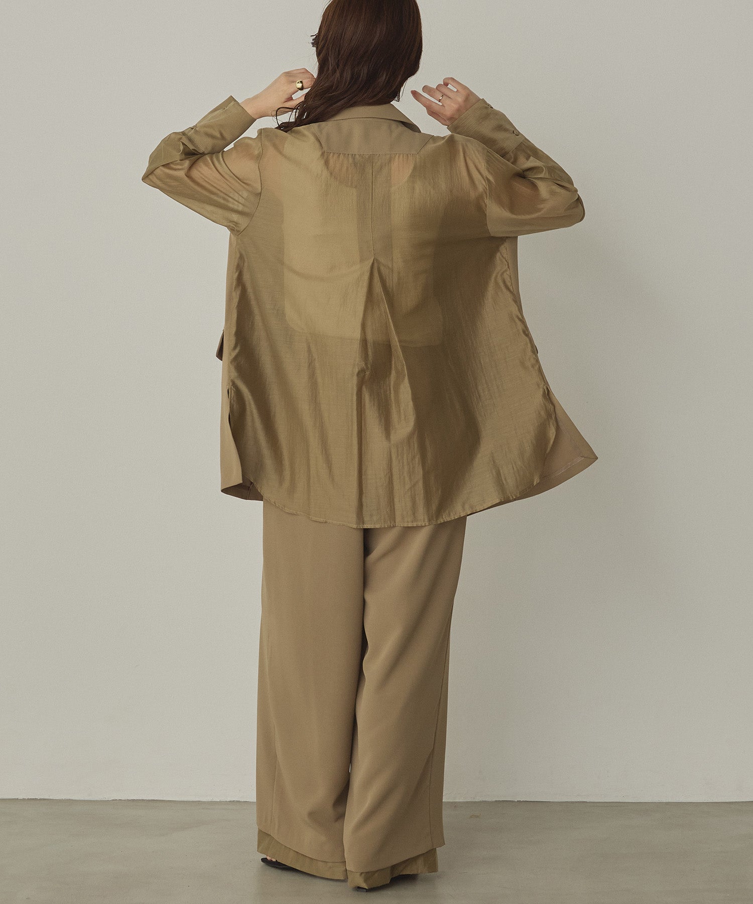 POLY TWILL SHEER TAILORED JACKET