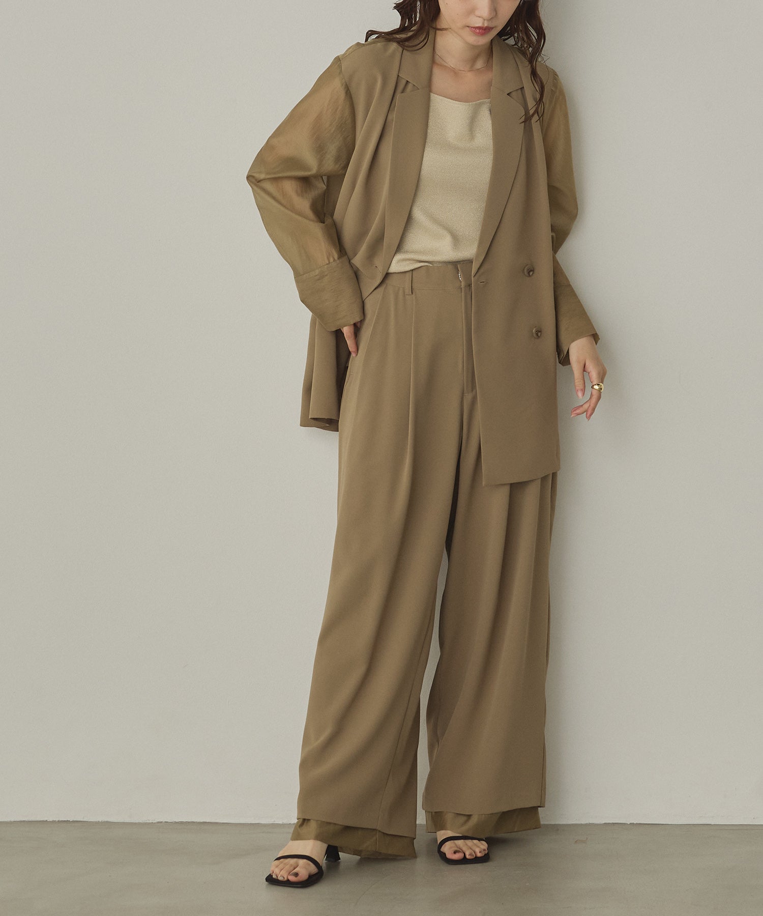 POLY TWILL SHEER TAILORED JACKET