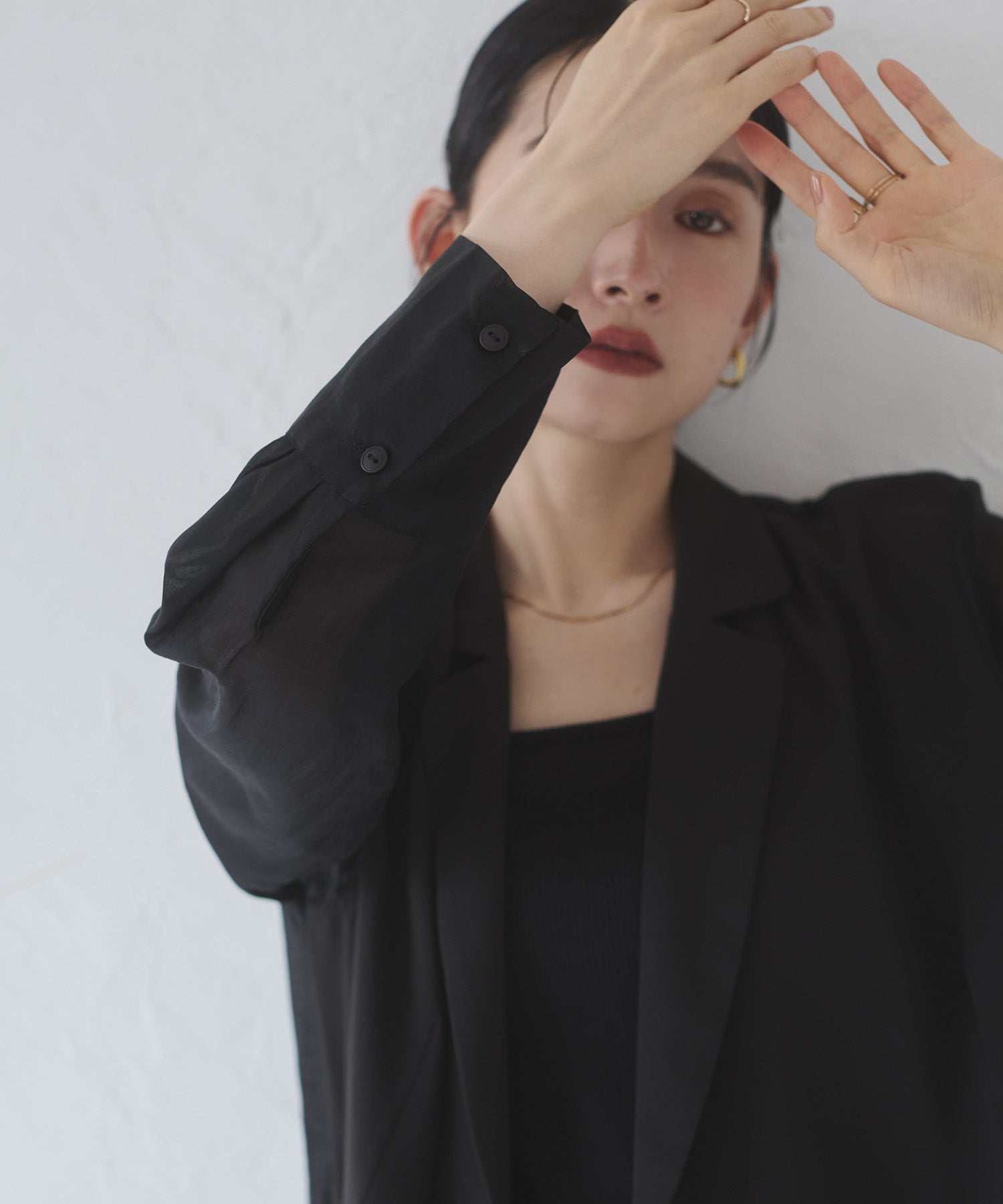 POLY TWILL SHEER TAILORED JACKET
