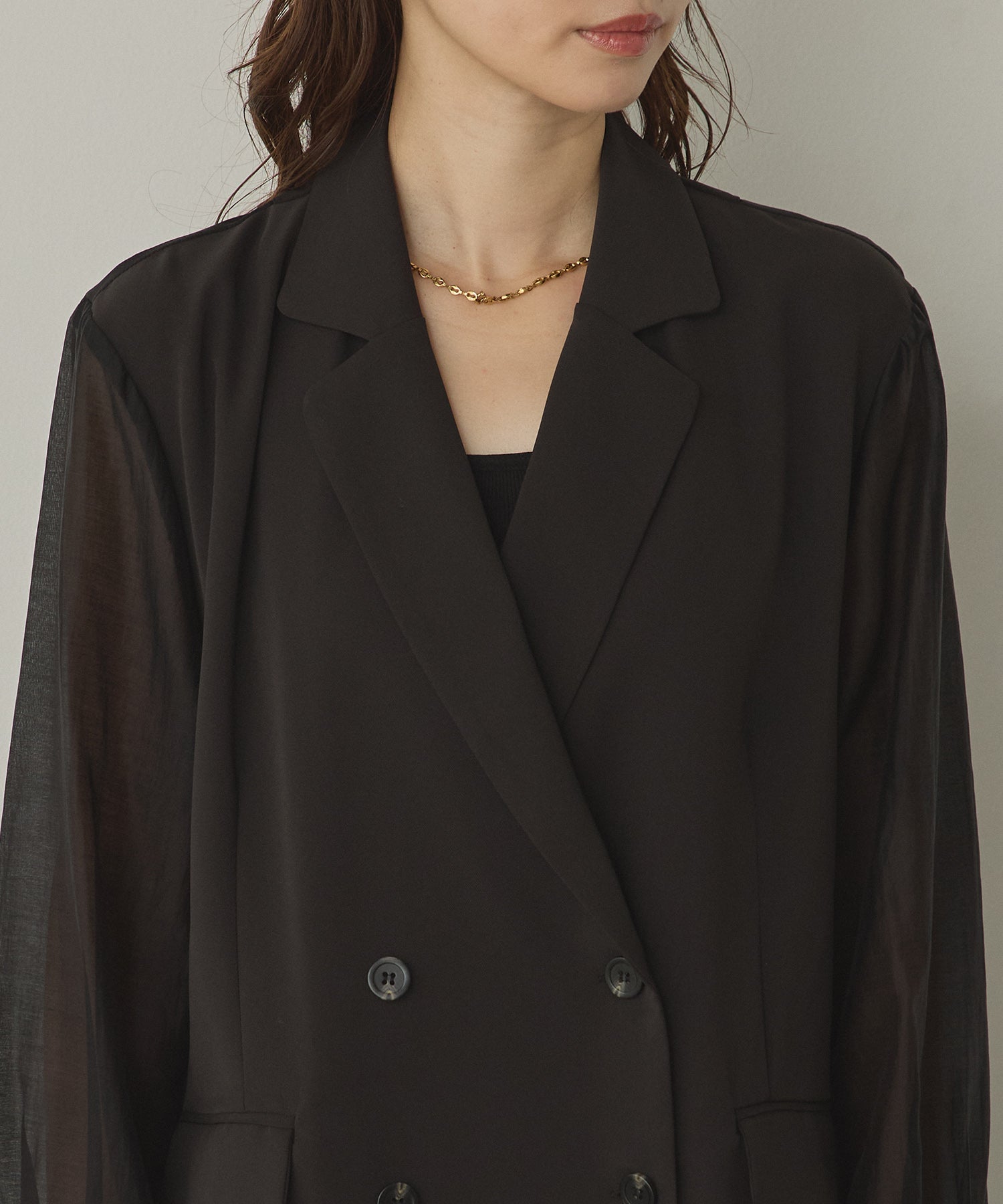 POLY TWILL SHEER TAILORED JACKET