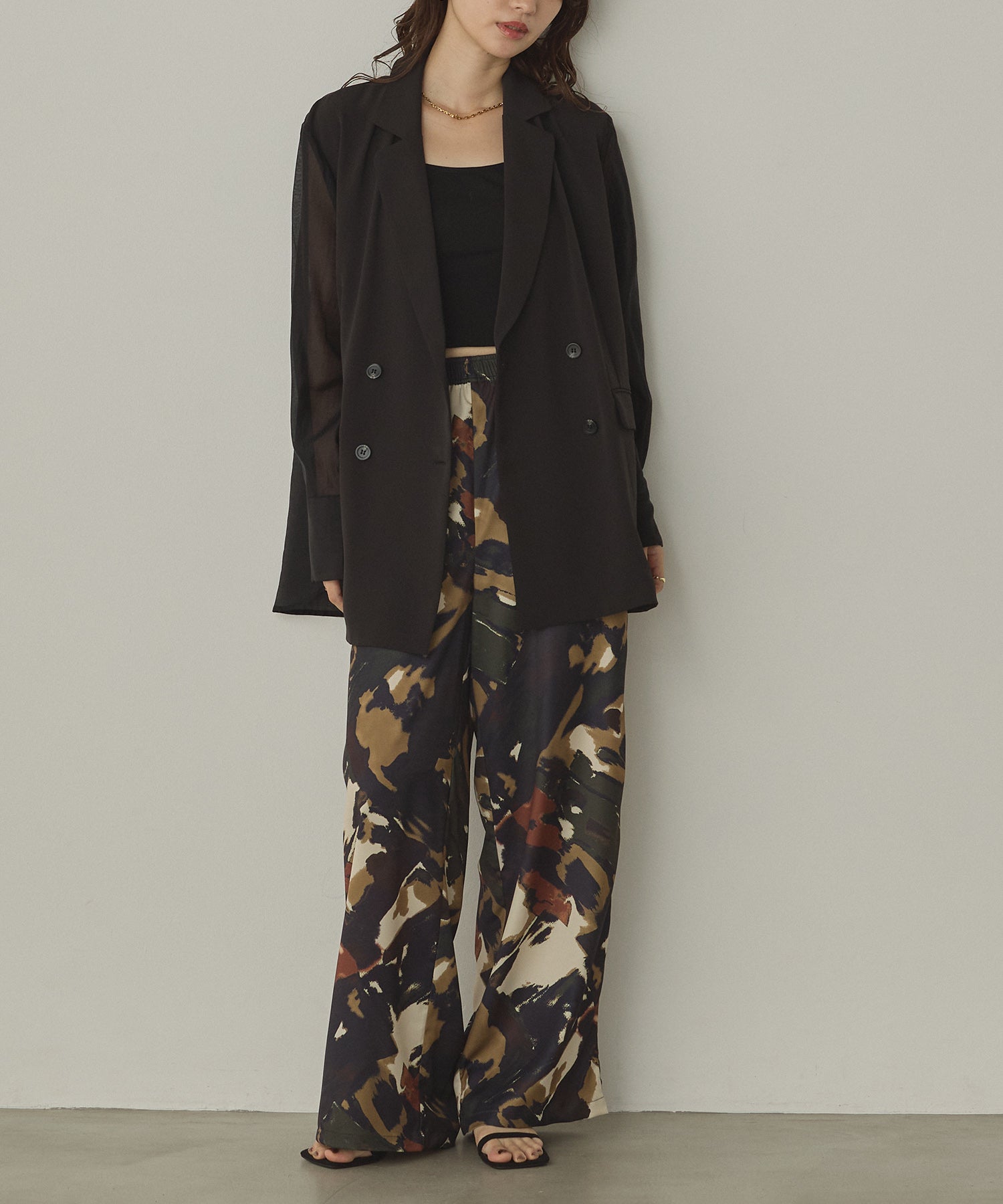 POLY TWILL SHEER TAILORED JACKET