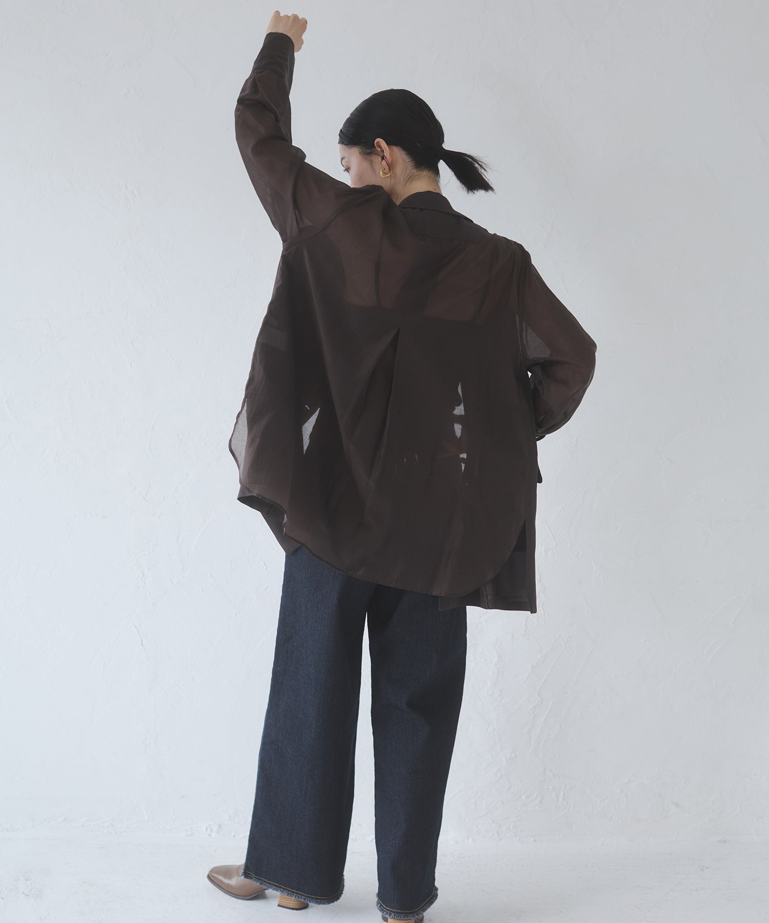 POLY TWILL SHEER TAILORED JACKET