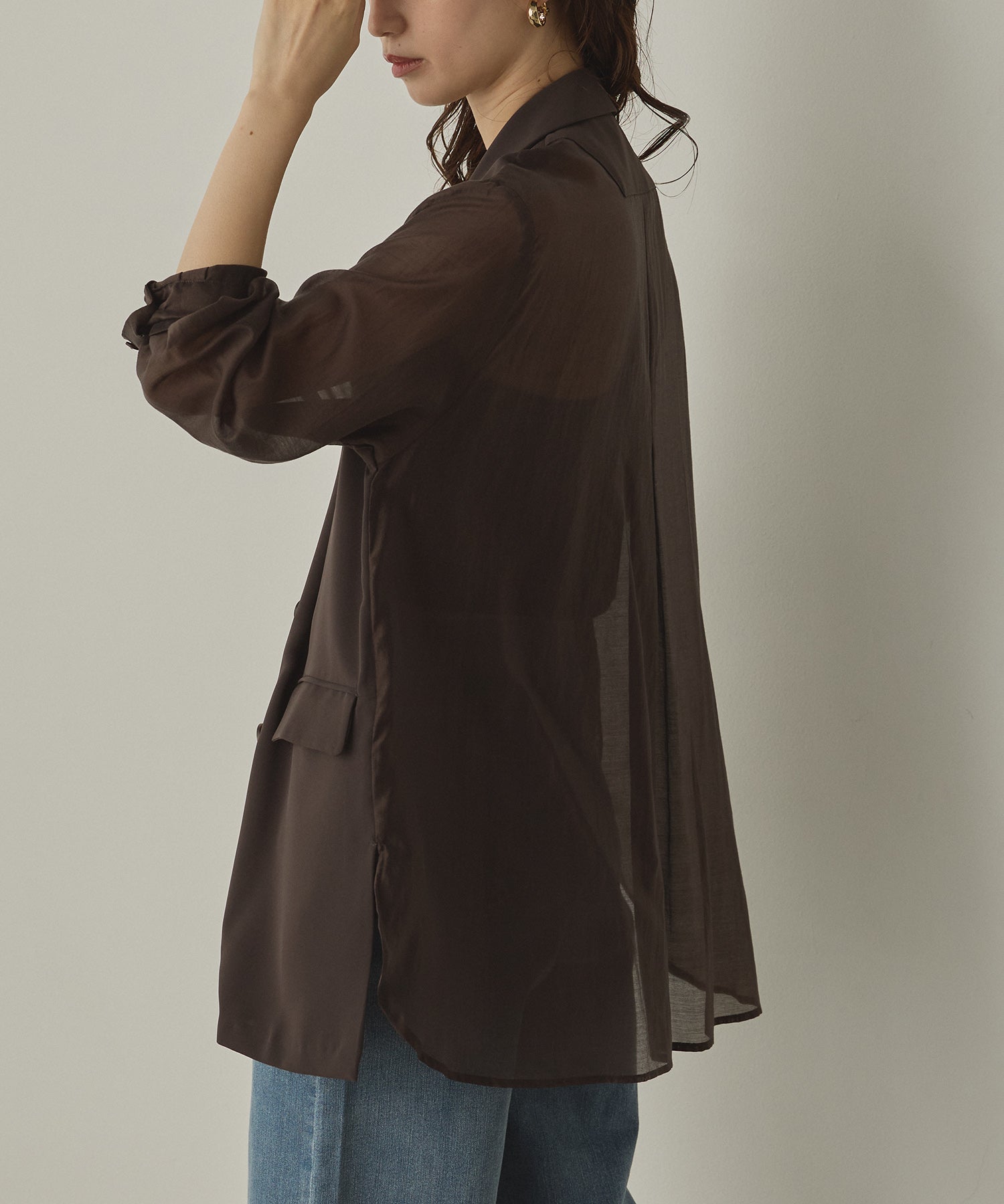 POLY TWILL SHEER TAILORED JACKET