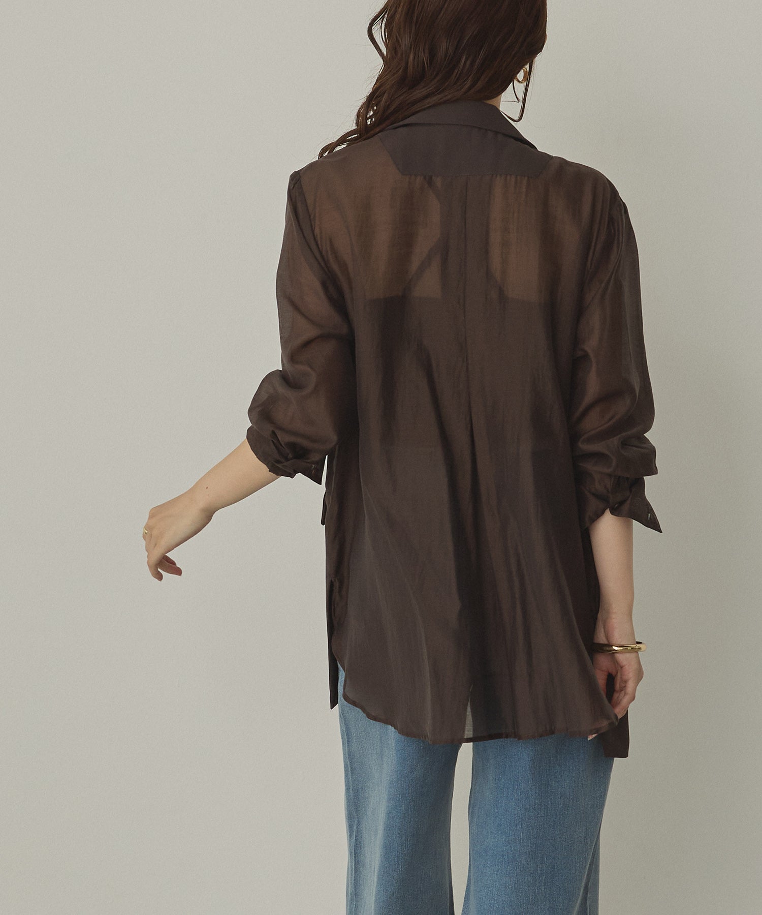 POLY TWILL SHEER TAILORED JACKET