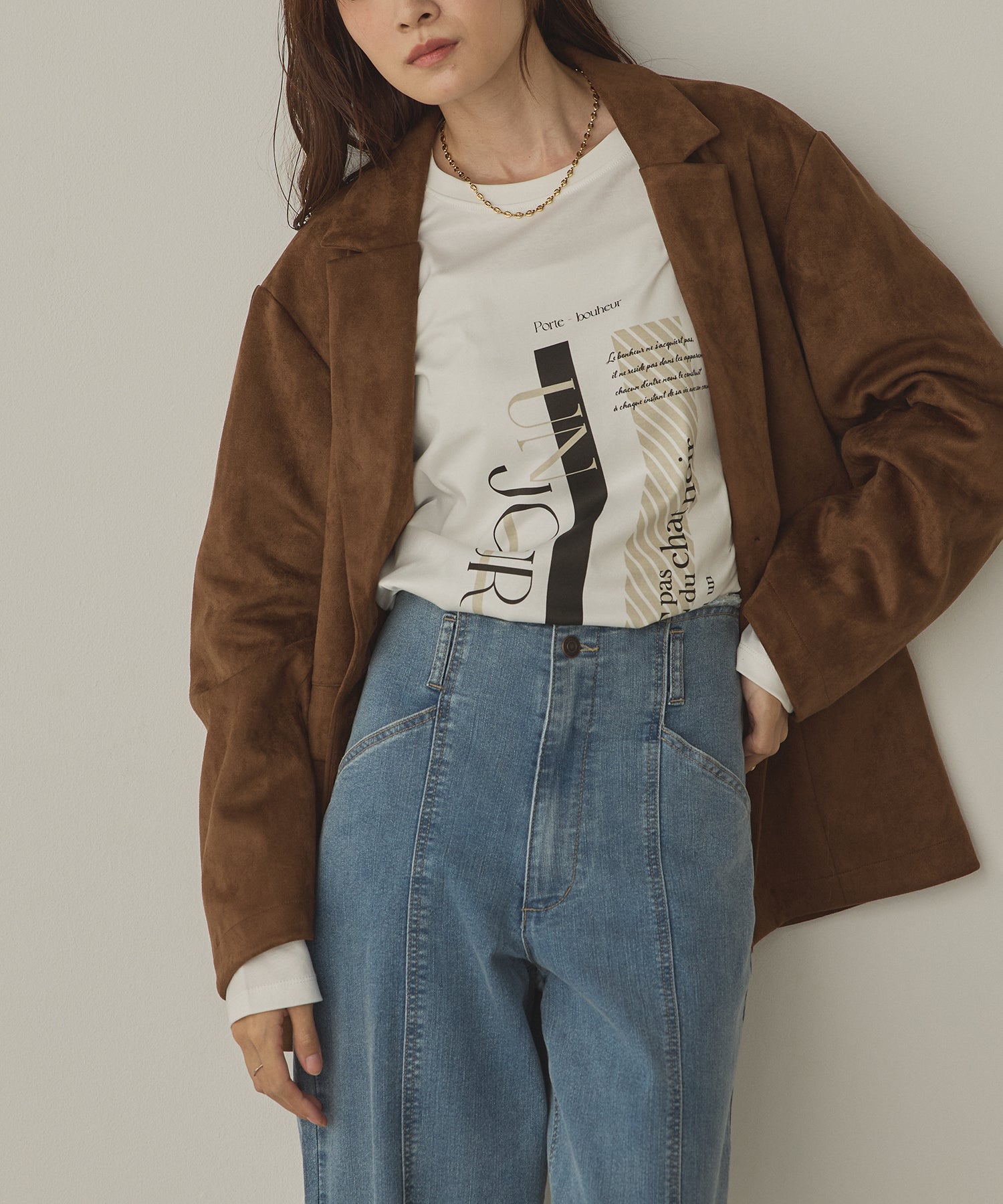 フェイクスウェード テーラードジャケット