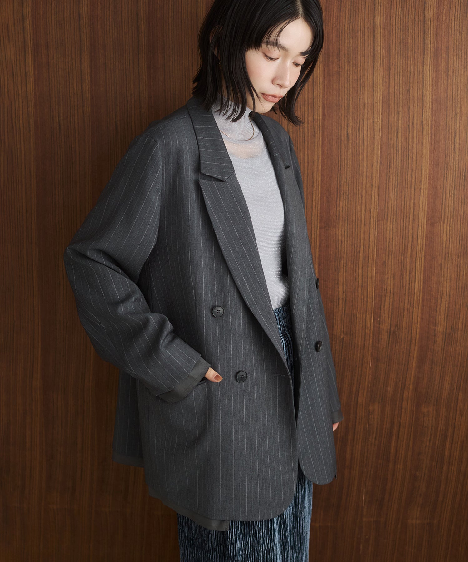 ストライプ ダブルジャケット