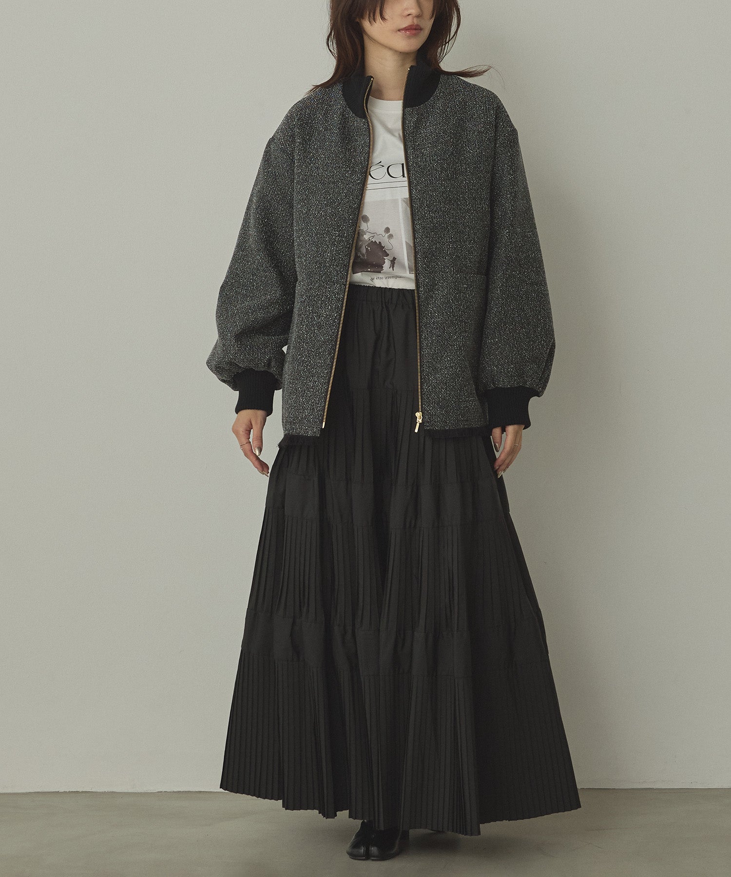 STAND COLLAR TWEED BLOUSON