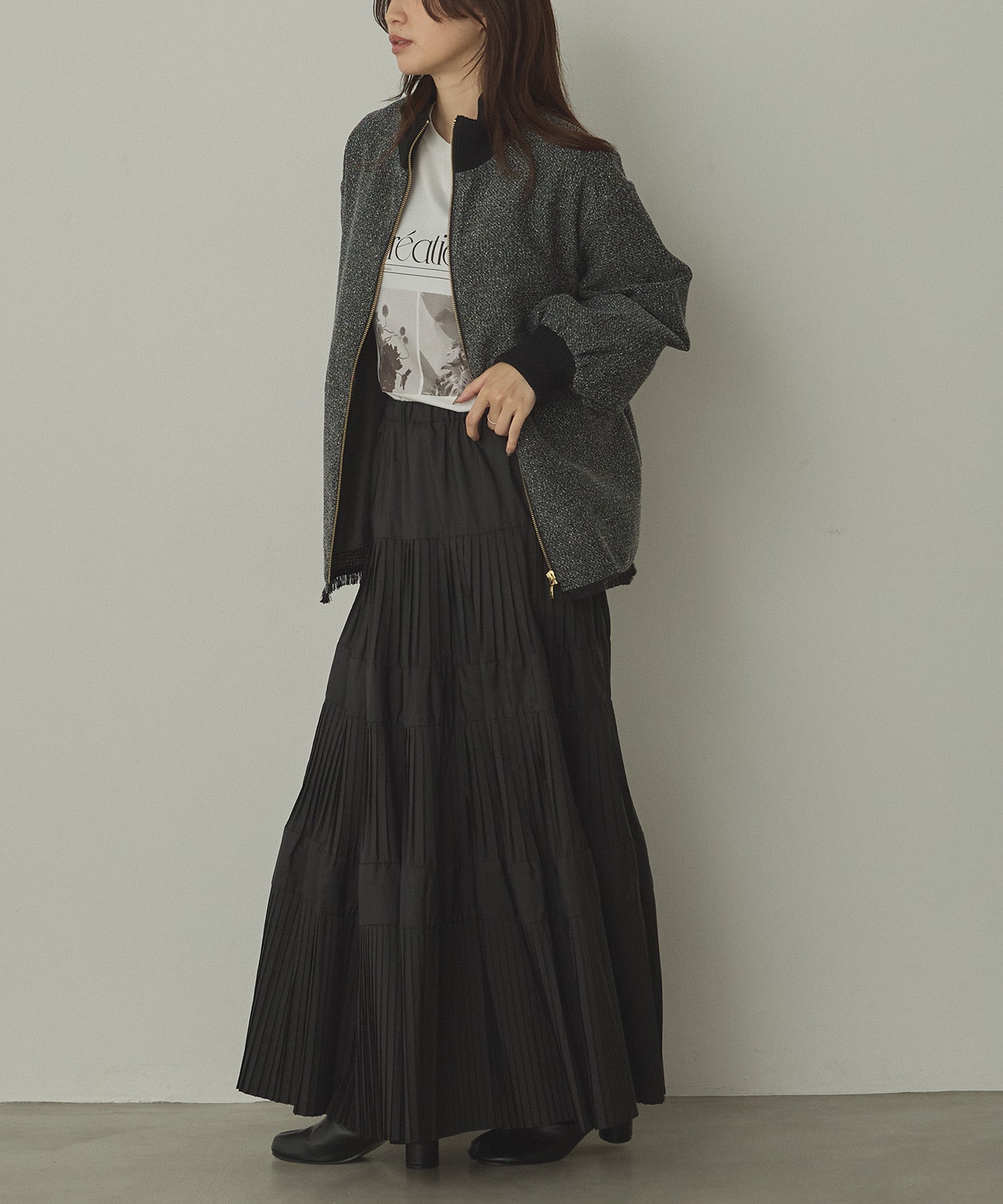 STAND COLLAR TWEED BLOUSON