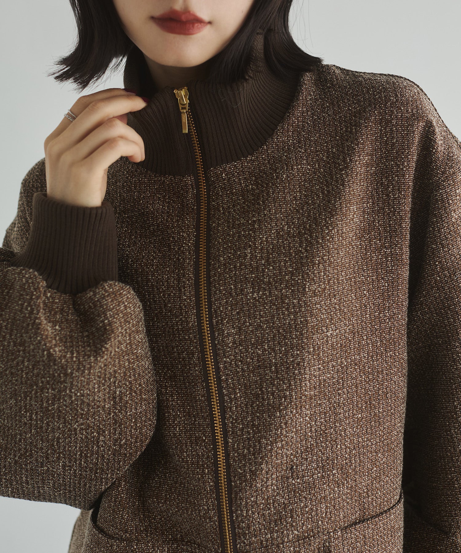 STAND COLLAR TWEED BLOUSON