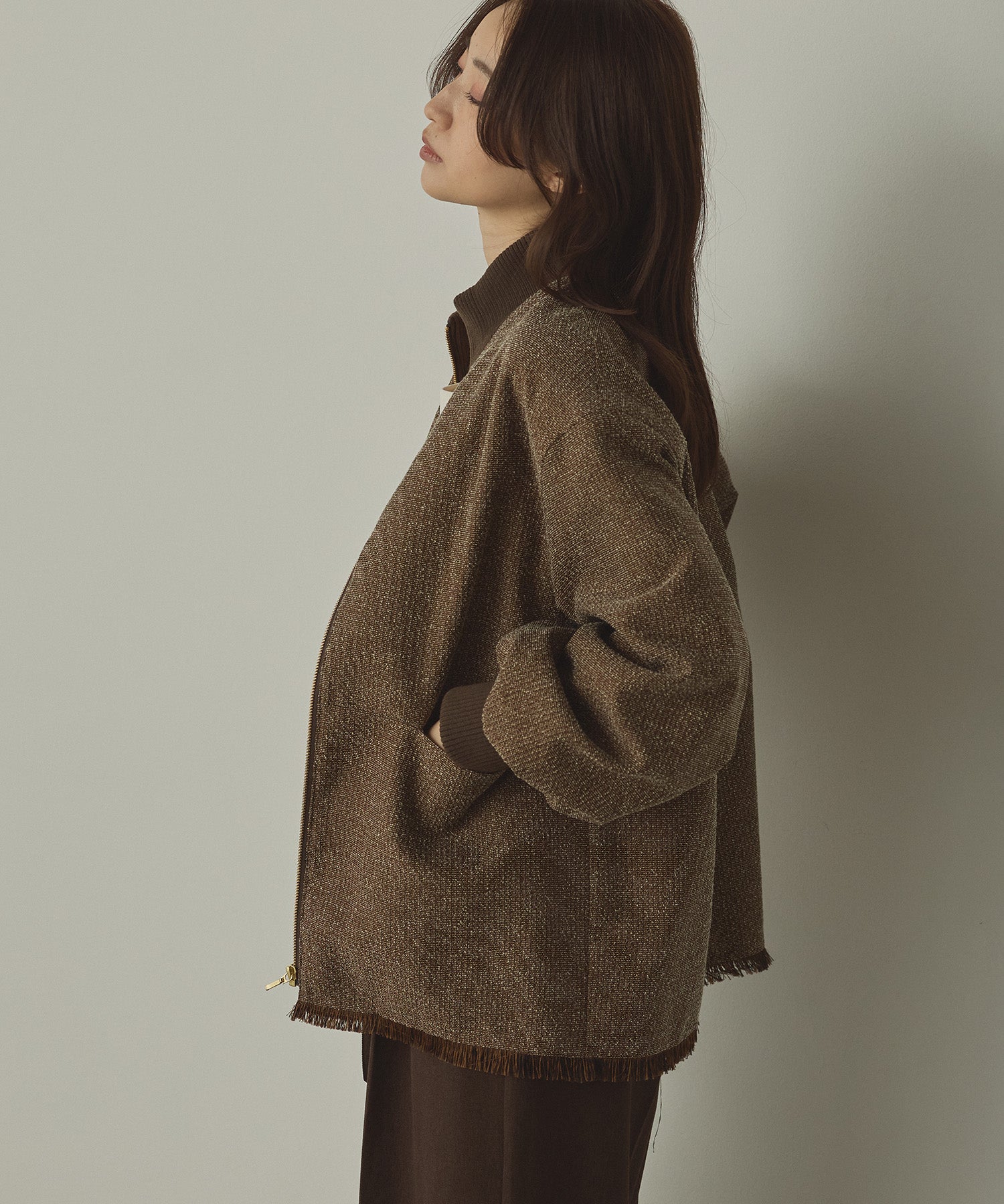 STAND COLLAR TWEED BLOUSON