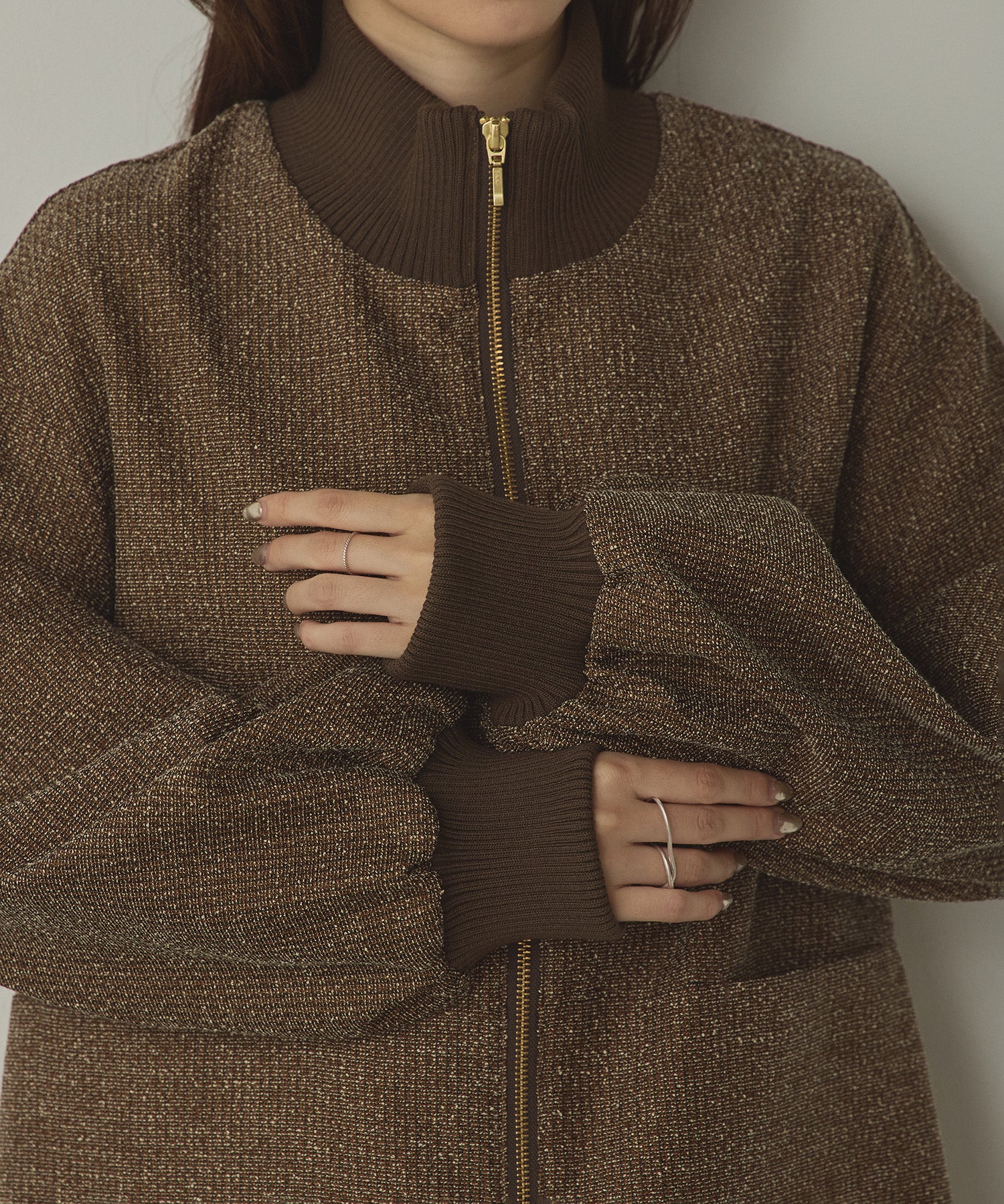 STAND COLLAR TWEED BLOUSON