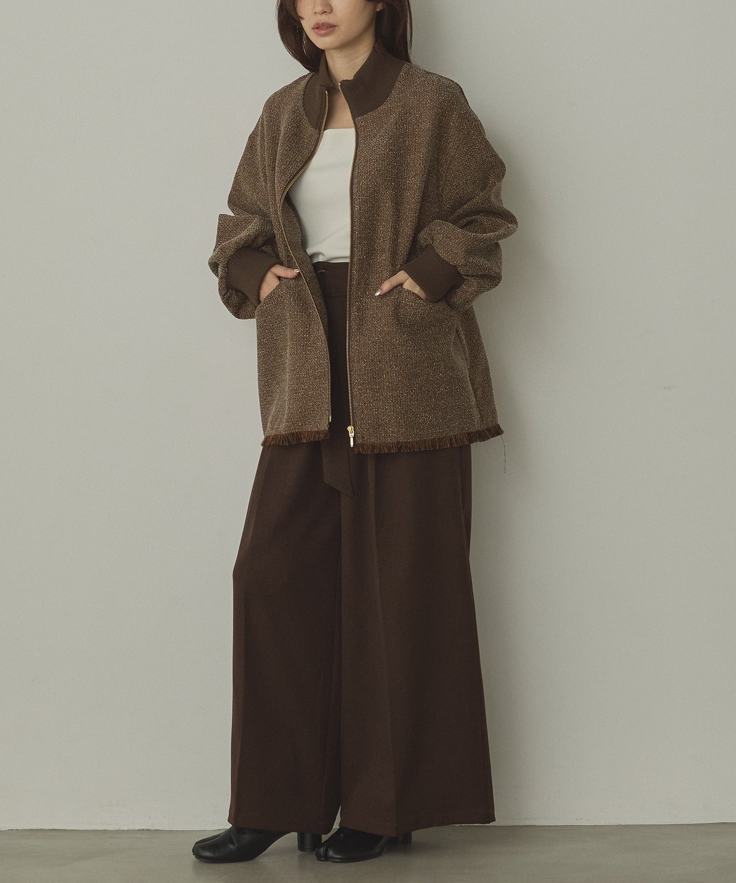 STAND COLLAR TWEED BLOUSON