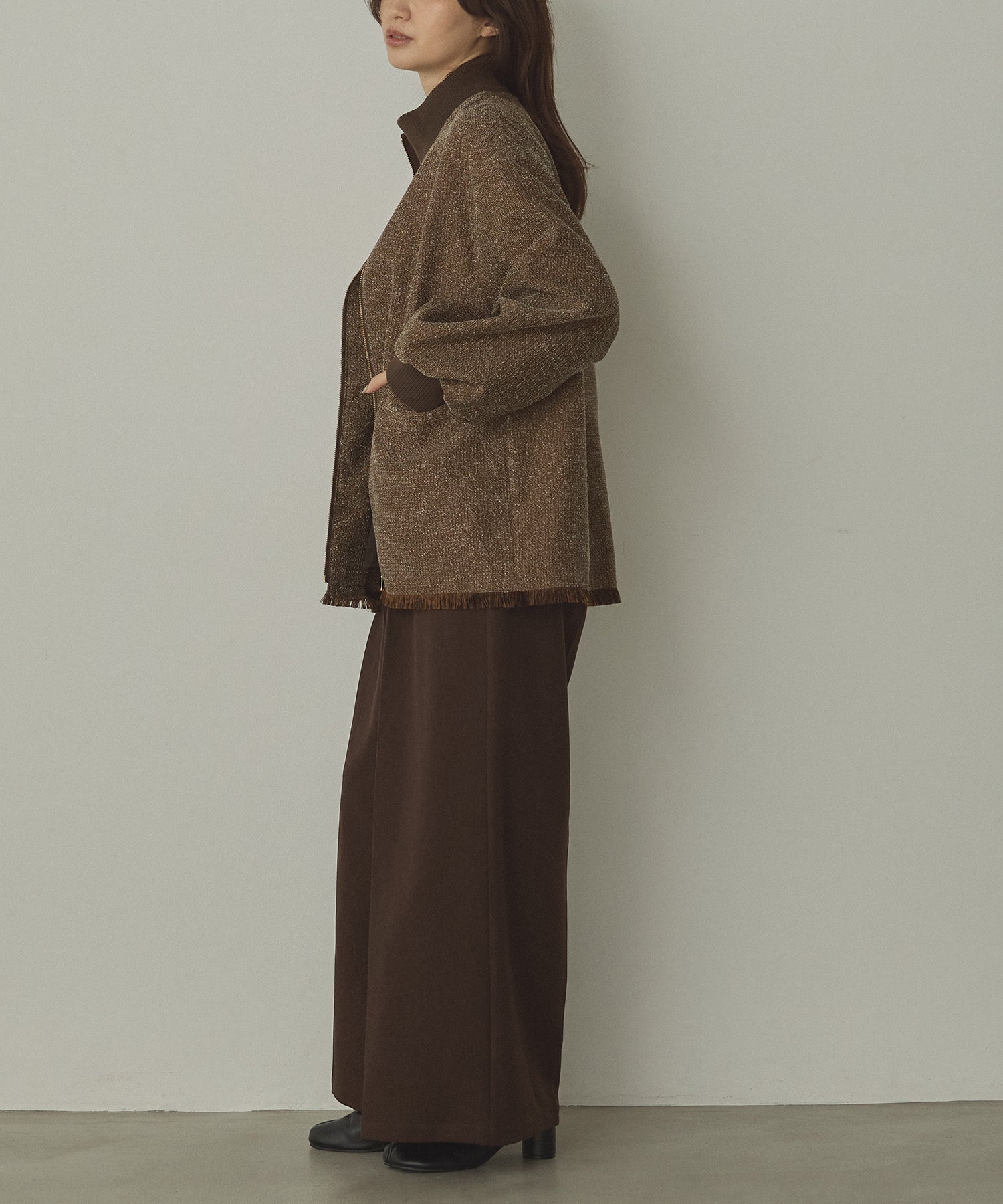 STAND COLLAR TWEED BLOUSON