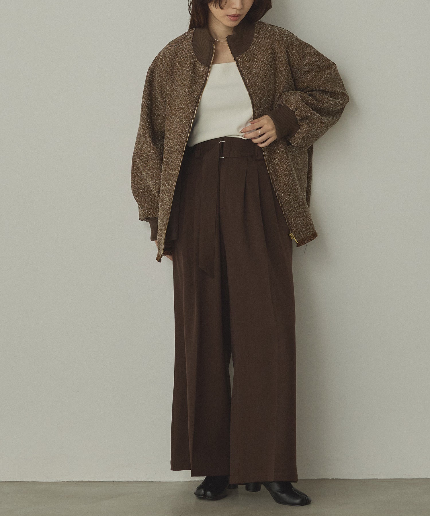 STAND COLLAR TWEED BLOUSON