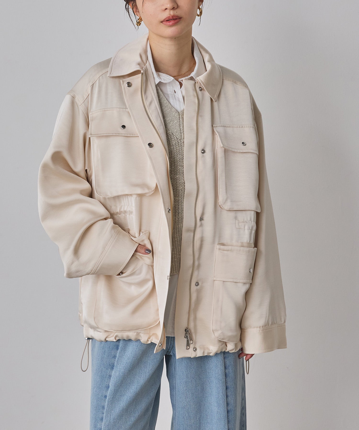 SATIN BIG POCKET LIGHT BLOUSON