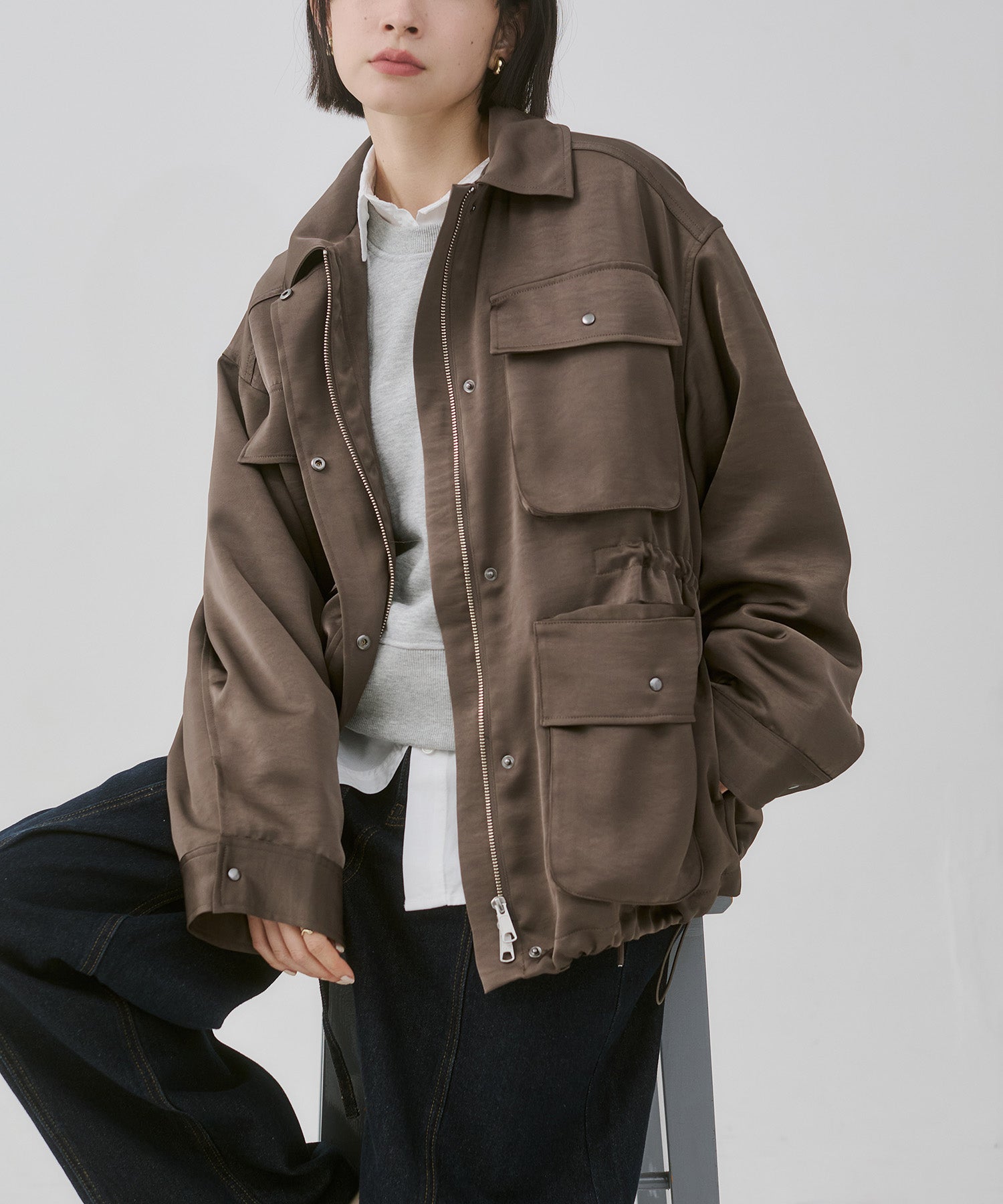 SATIN BIG POCKET LIGHT BLOUSON