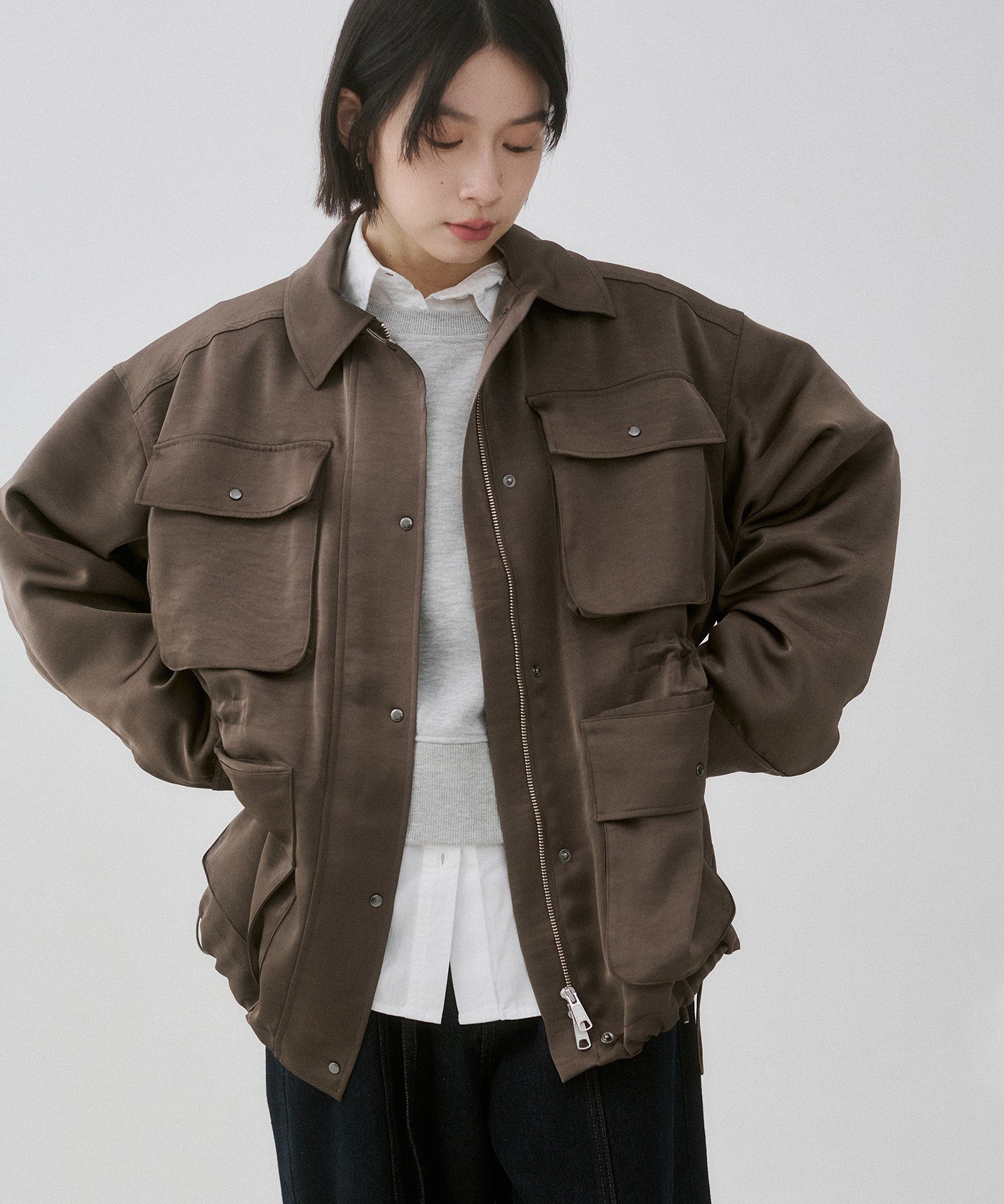 SATIN BIG POCKET LIGHT BLOUSON