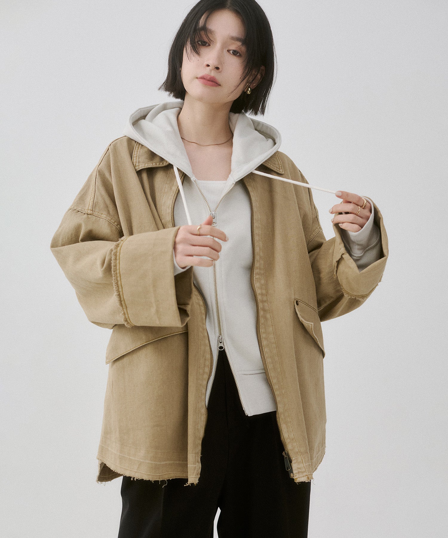 デニム/ツイル Wジップ オーバーブルゾン