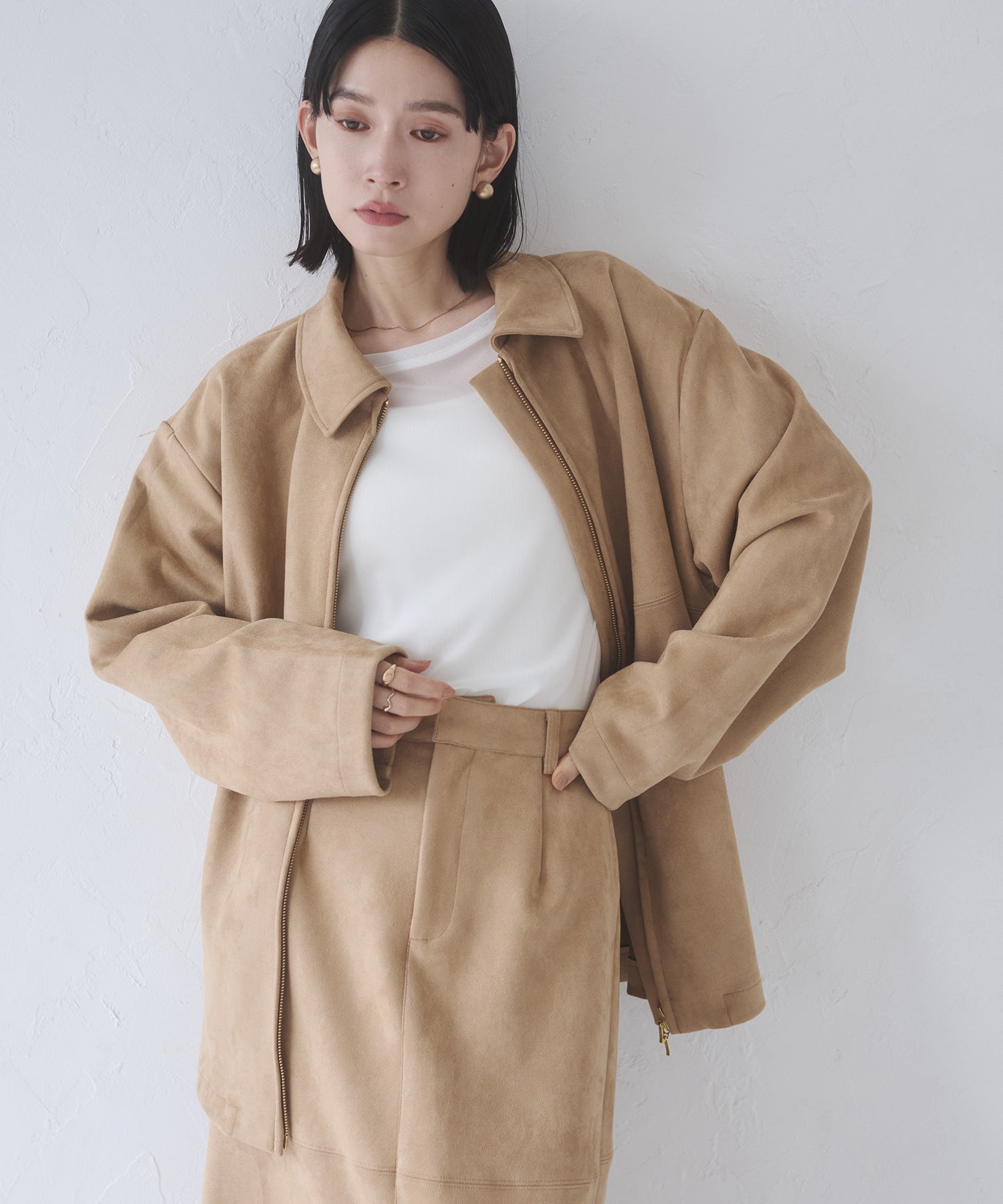 フェイクスウェード Wジップオーバーブルゾン