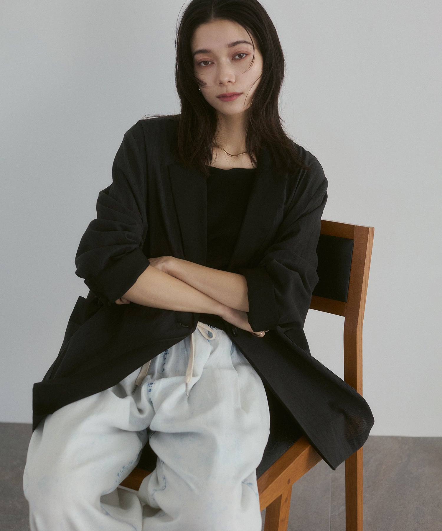 MIXED-FABRIC TAILORED JACKET