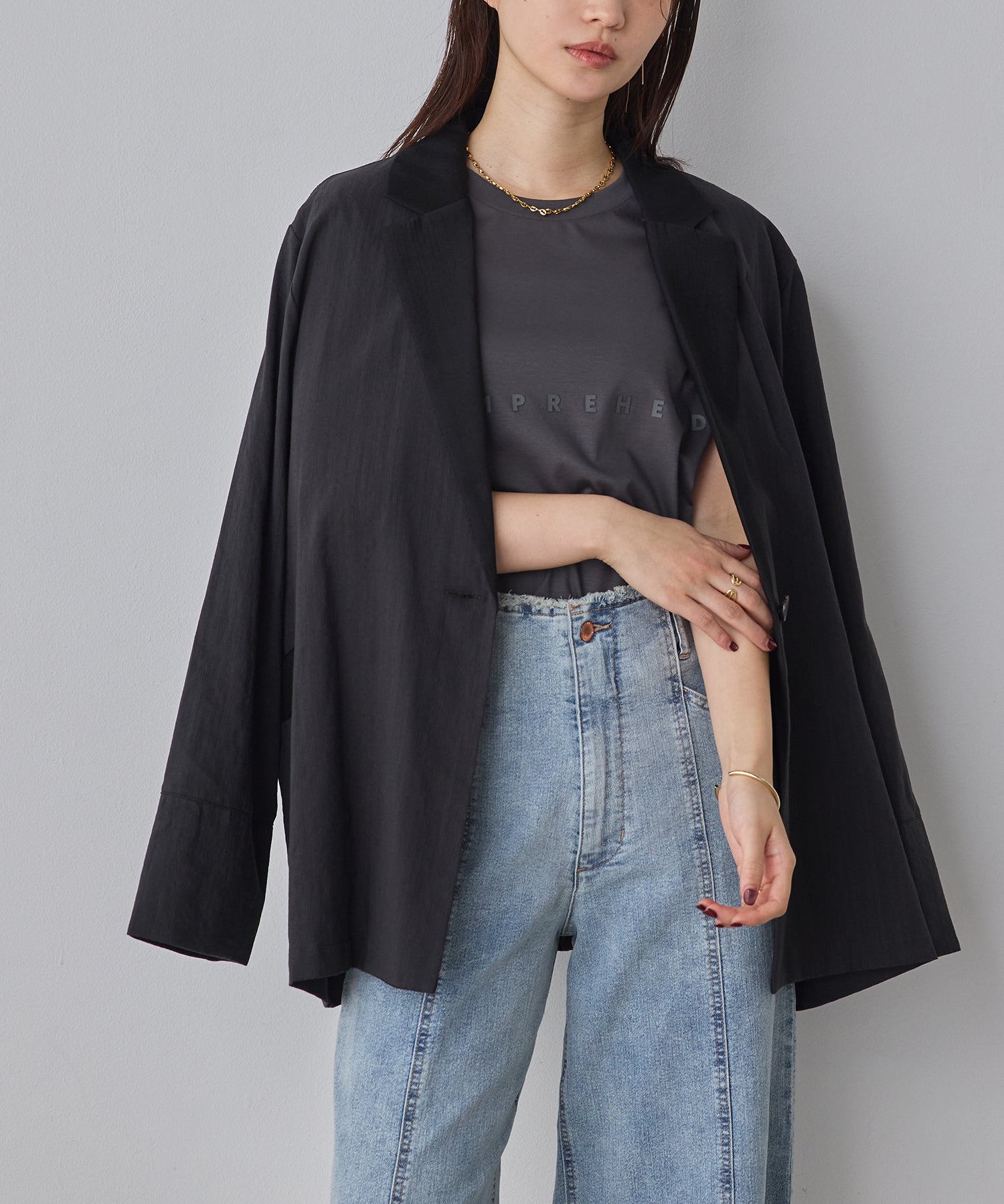 MIXED-FABRIC TAILORED JACKET