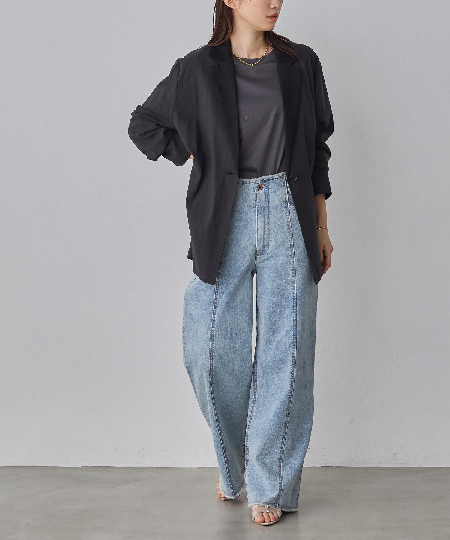MIXED-FABRIC TAILORED JACKET
