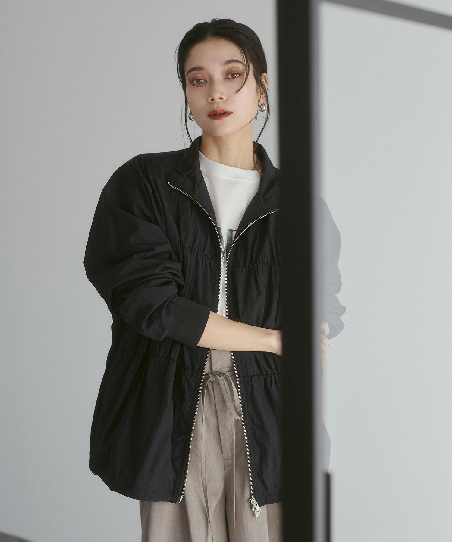 NYLON DOUBLE ZIP BLOUSON