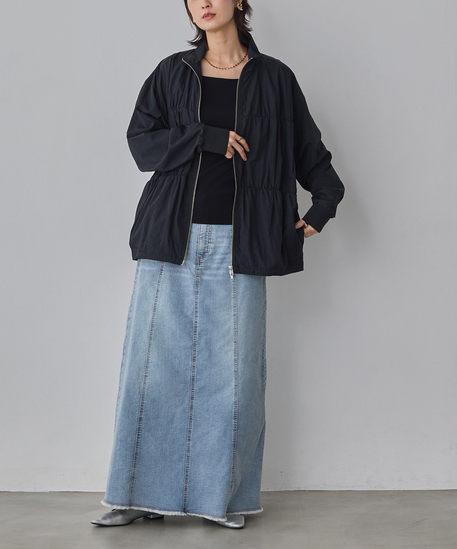 NYLON DOUBLE ZIP BLOUSON