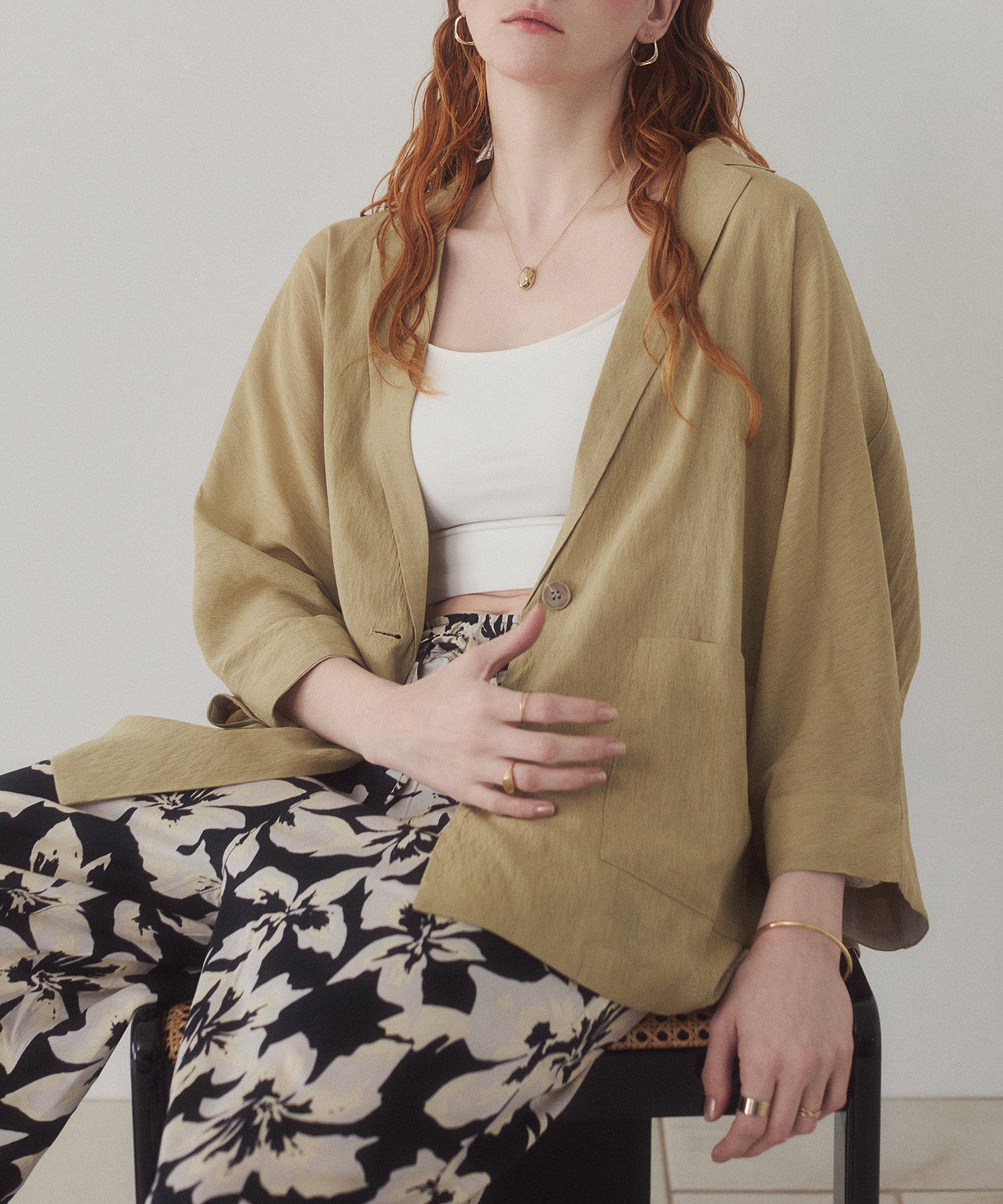 DOLMAN-SLEEVE SHEER TAILORED JACKET
