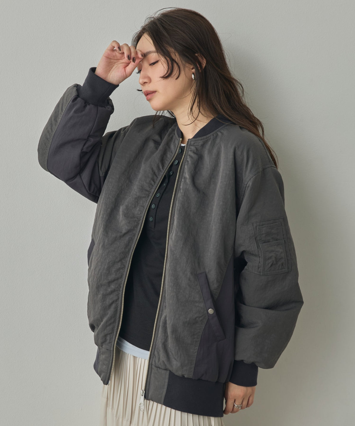 SUBTLE COLOURWAY NYLON MA-1 BOMBER JACKET