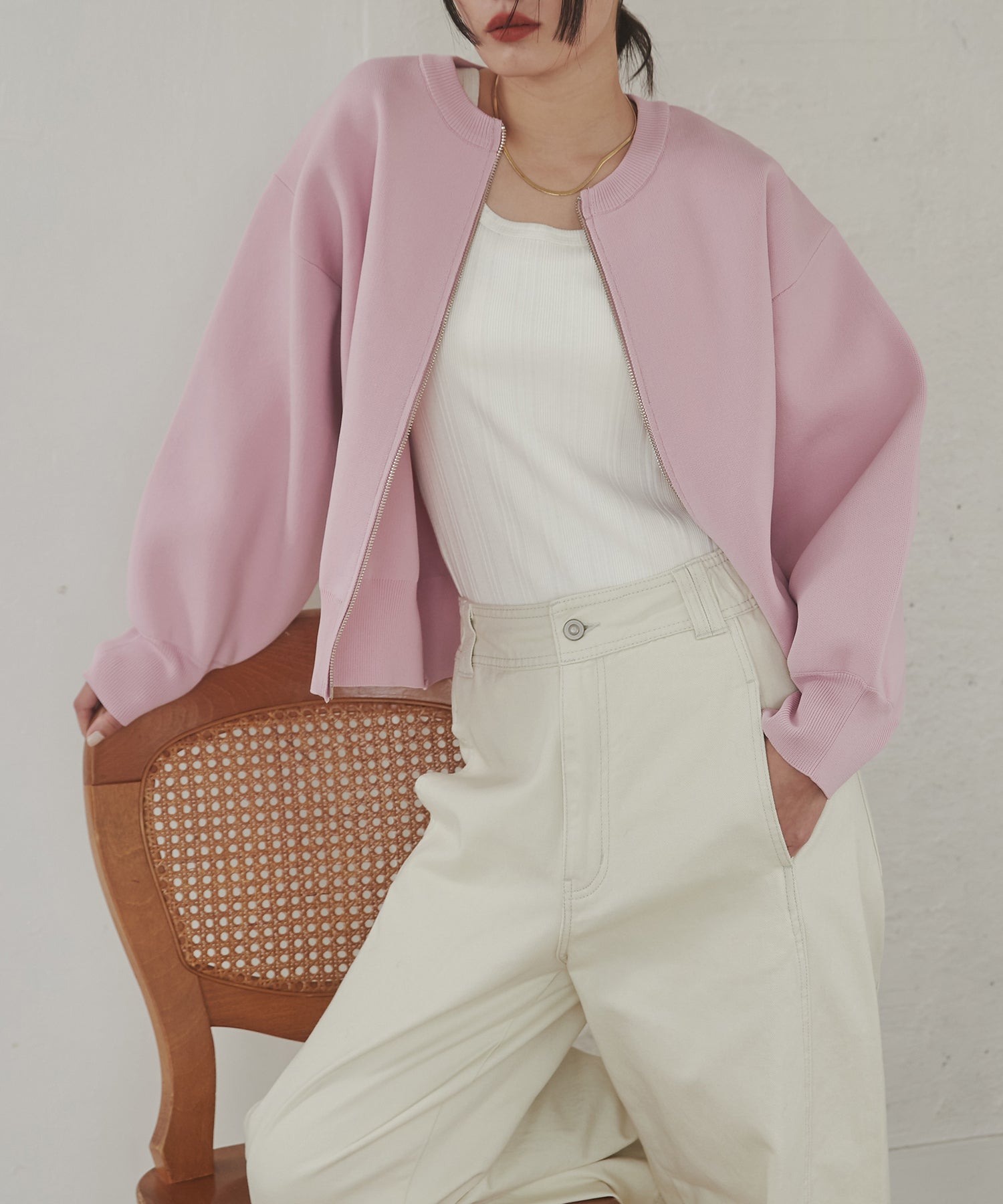 【WEB限定/別注】ジップショートカーディガン