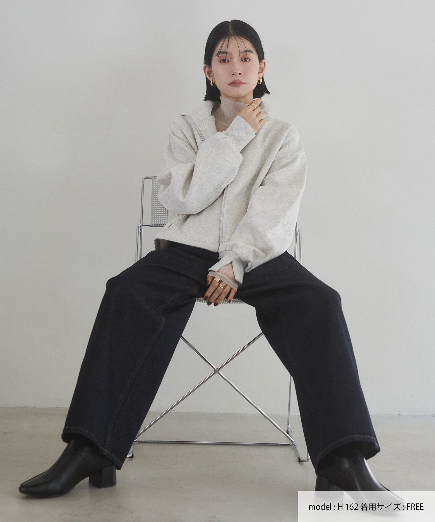 裏起毛ダブルジップ ハイネックブルゾン