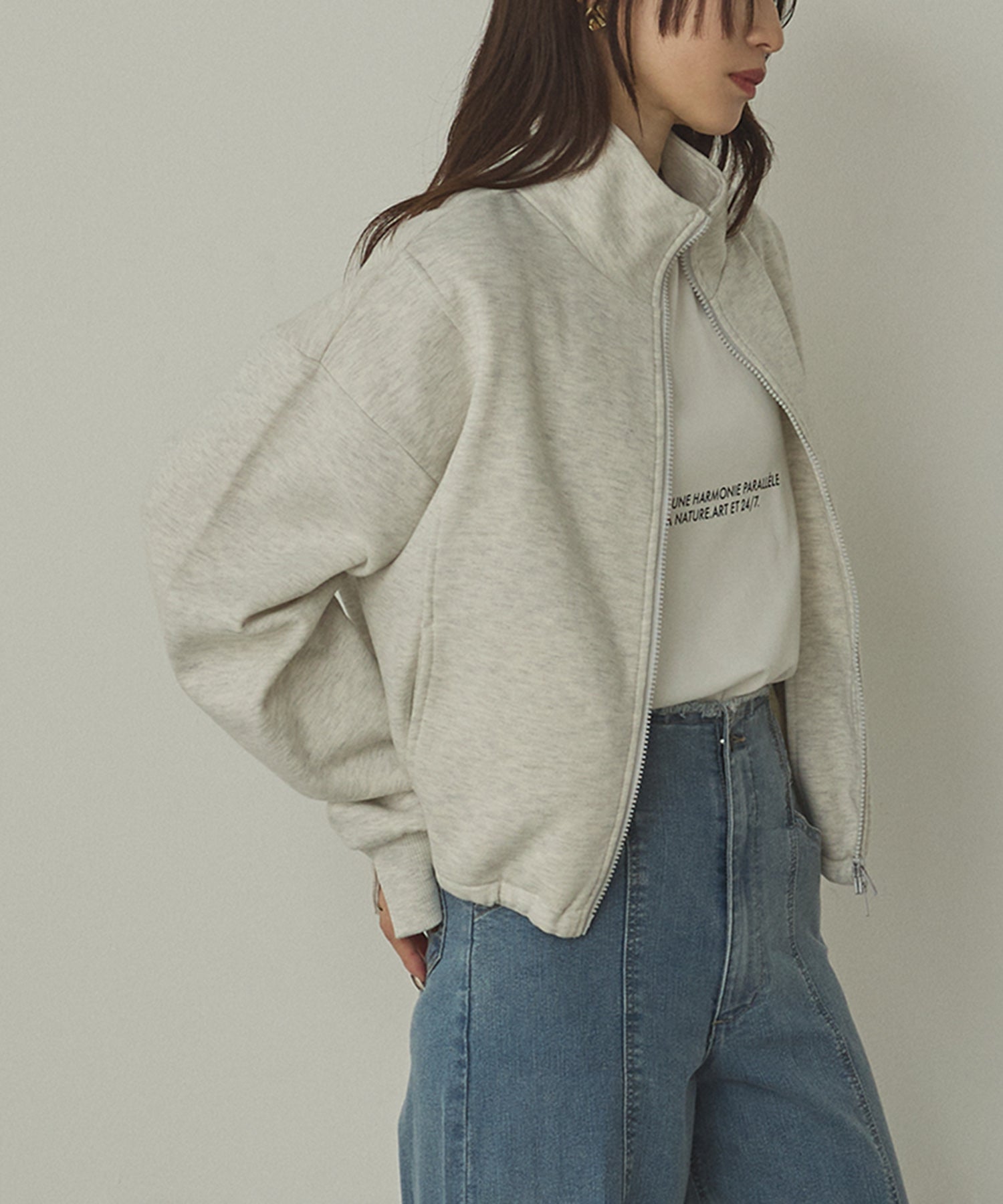 裏起毛ダブルジップ ハイネックブルゾン