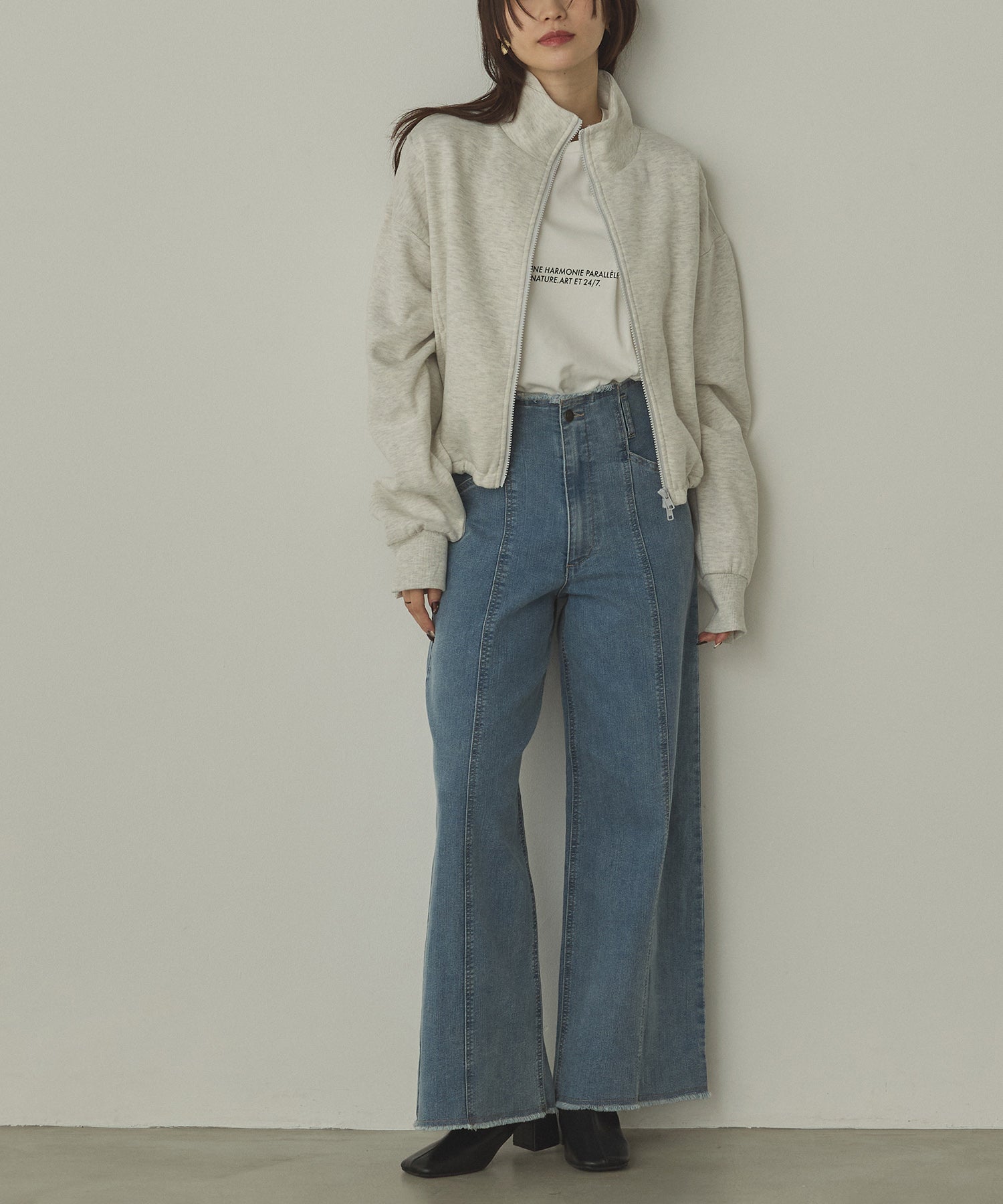 裏起毛ダブルジップ ハイネックブルゾン