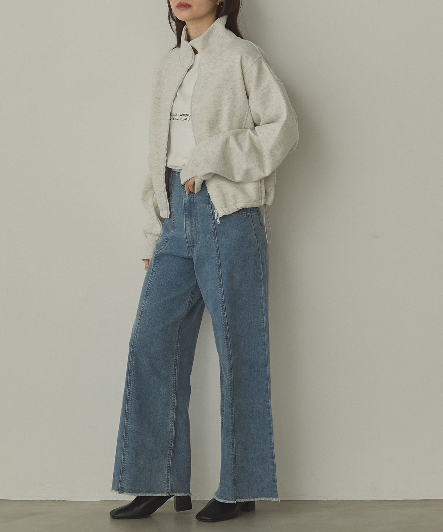 裏起毛ダブルジップ ハイネックブルゾン