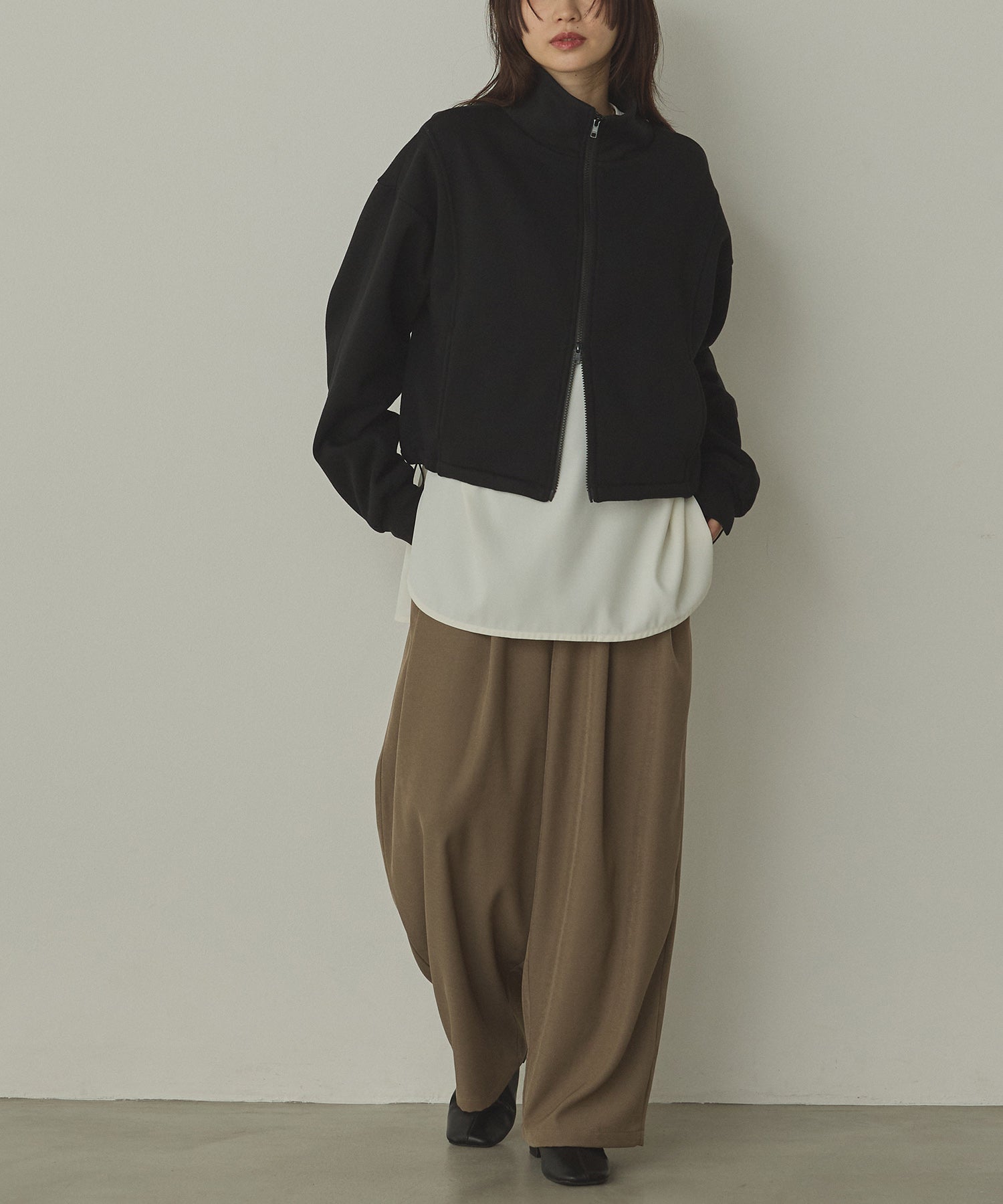 裏起毛ダブルジップ ハイネックブルゾン