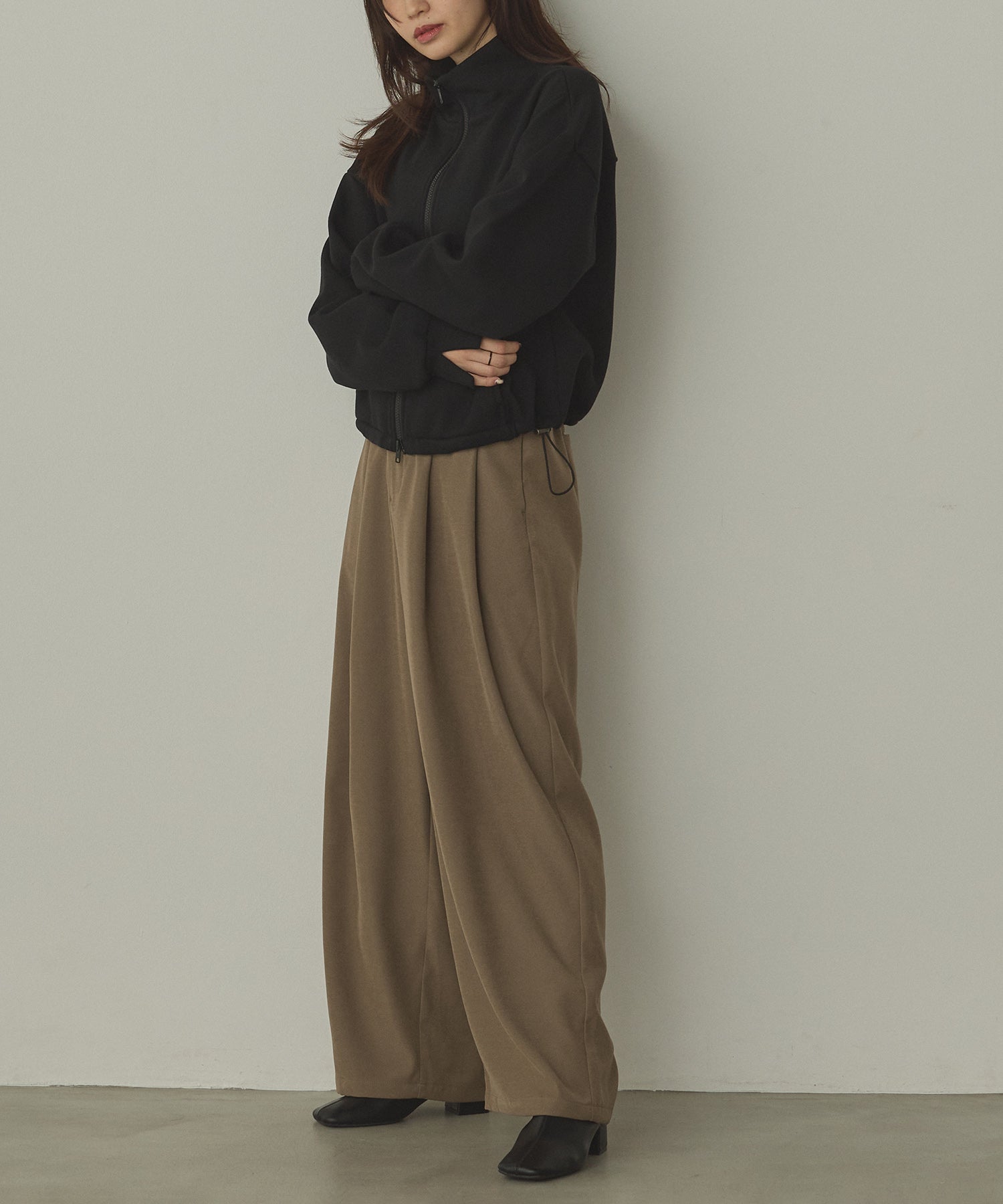 裏起毛ダブルジップ ハイネックブルゾン