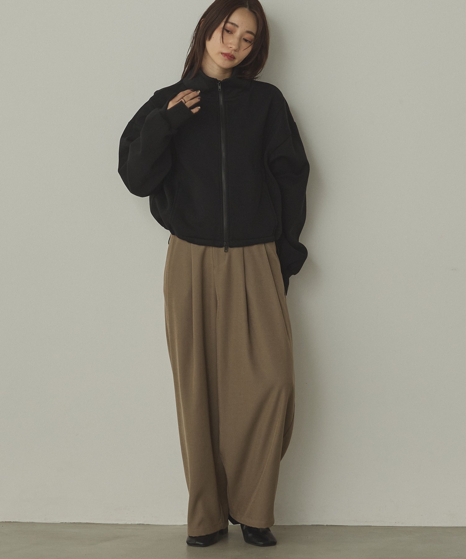 裏起毛ダブルジップ ハイネックブルゾン