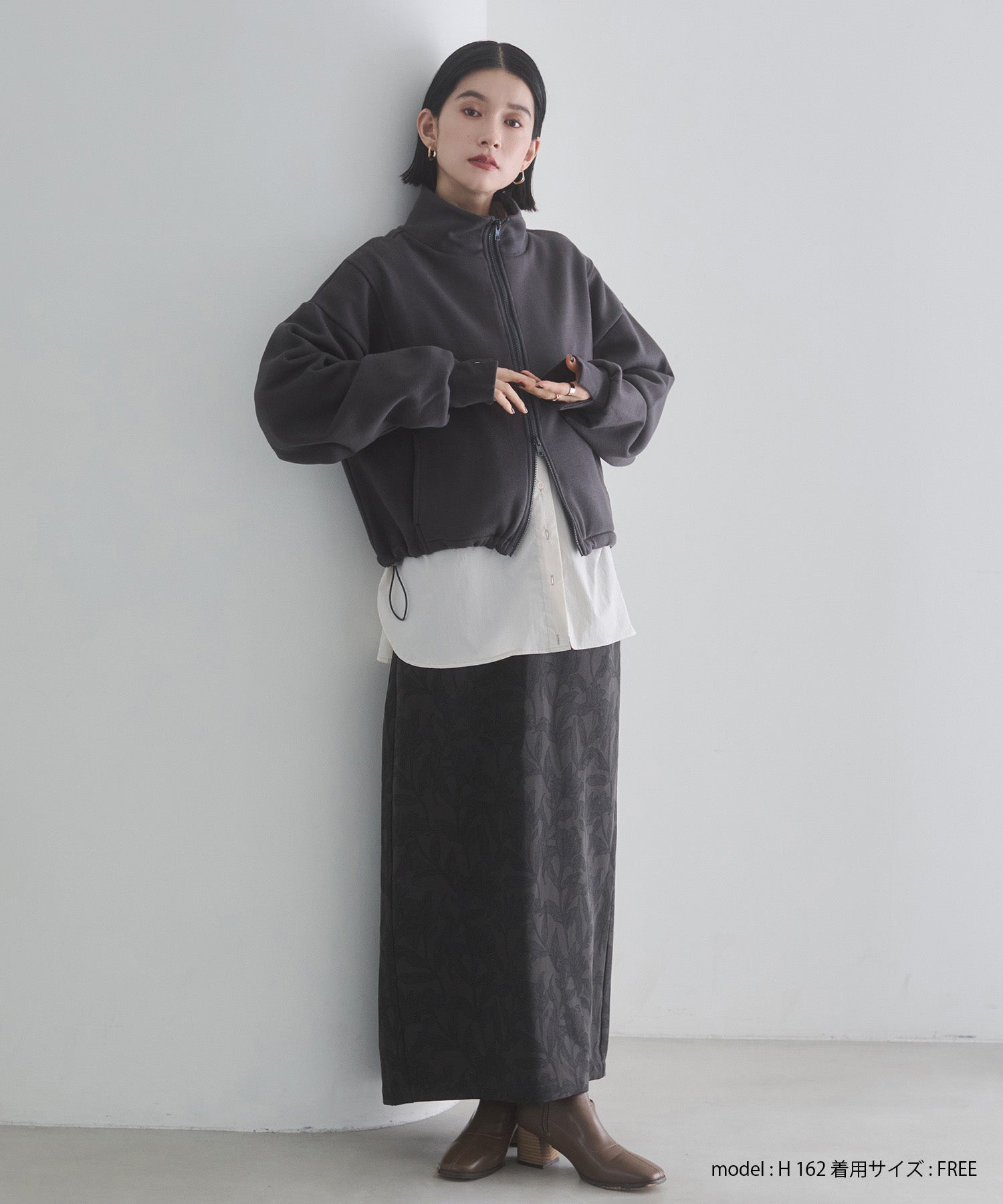 裏起毛ダブルジップ ハイネックブルゾン