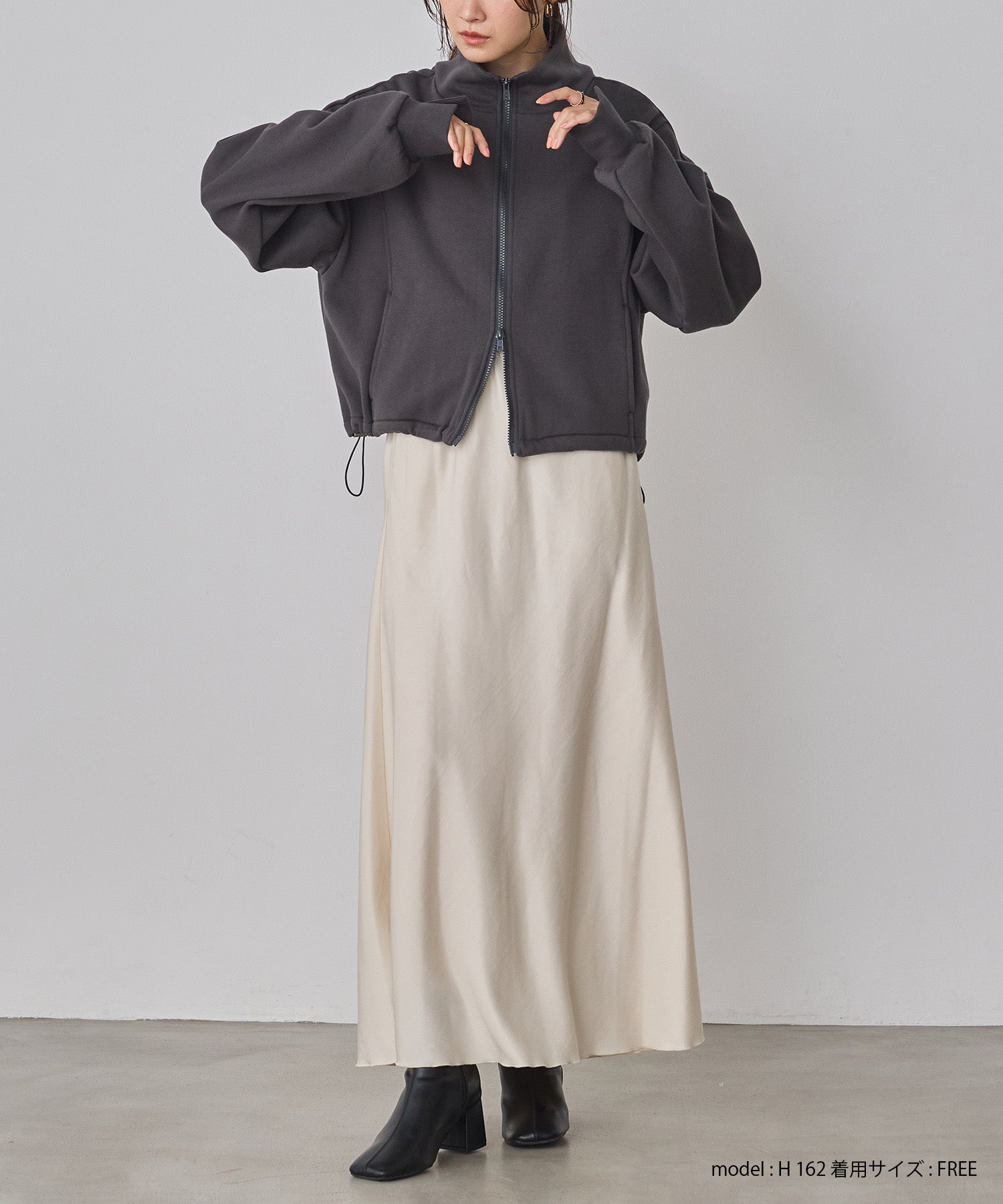 裏起毛ダブルジップ ハイネックブルゾン