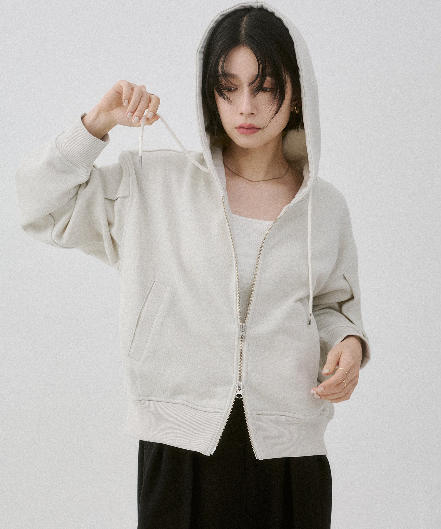 ラメ裏毛 Wジップパーカー