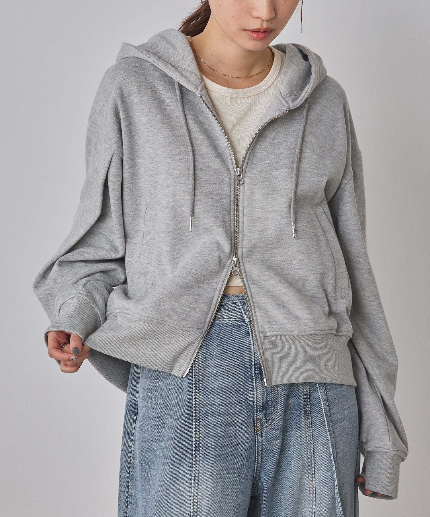 LAME DOUBLE ZIP HOODIE