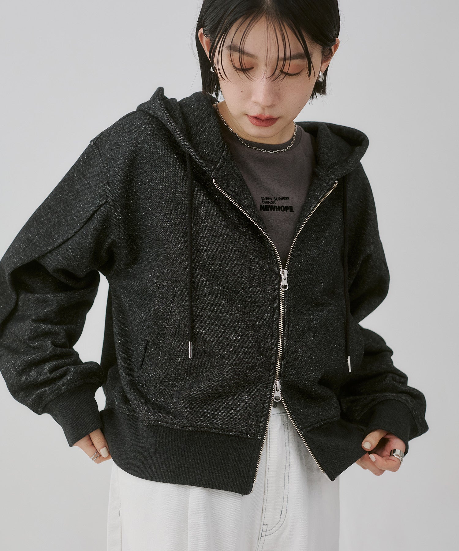 LAME DOUBLE ZIP HOODIE