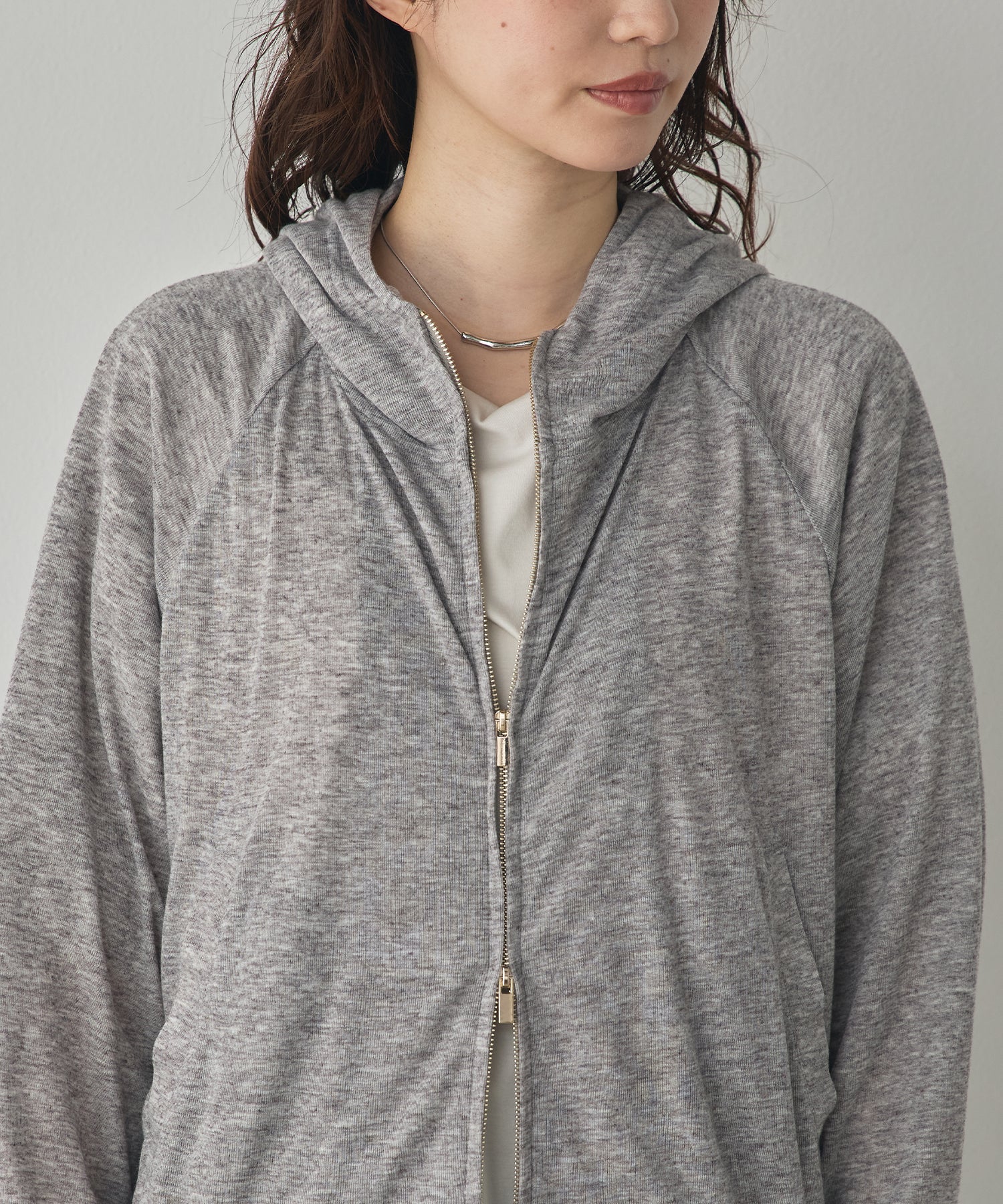 LIGHTWEIGHT KNIT DOCKING W-ZIP HOODIE