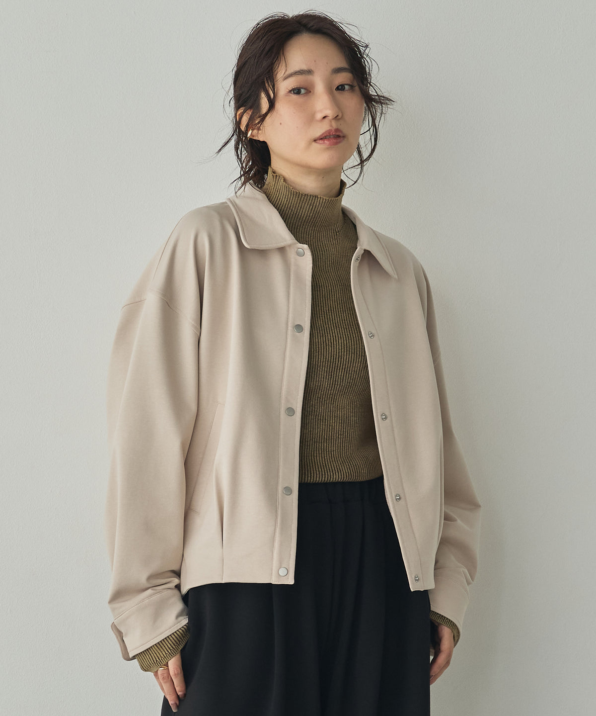 FLEECE-LINED TUCKED-COLLAR SHIRT JACKET