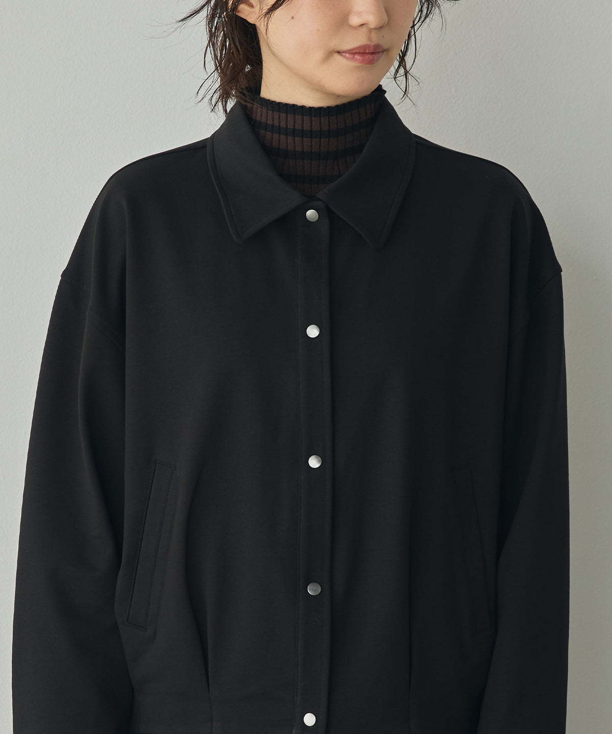 FLEECE-LINED TUCKED-COLLAR SHIRT JACKET
