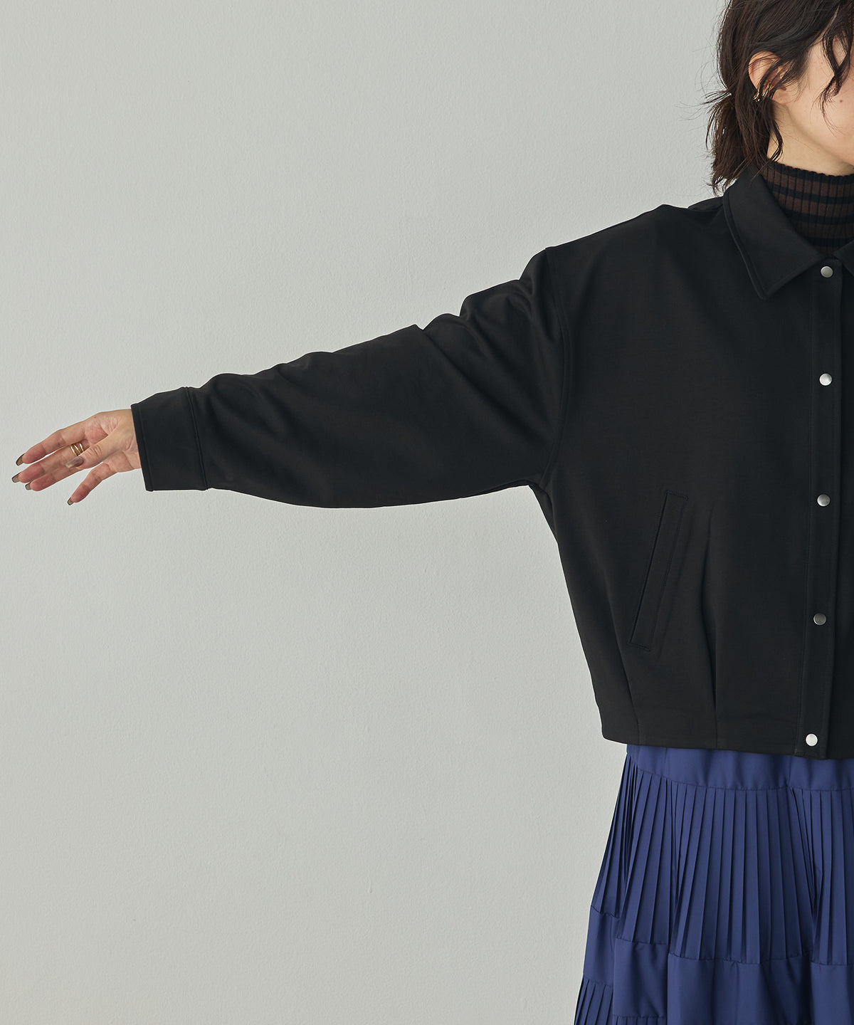 FLEECE-LINED TUCKED-COLLAR SHIRT JACKET