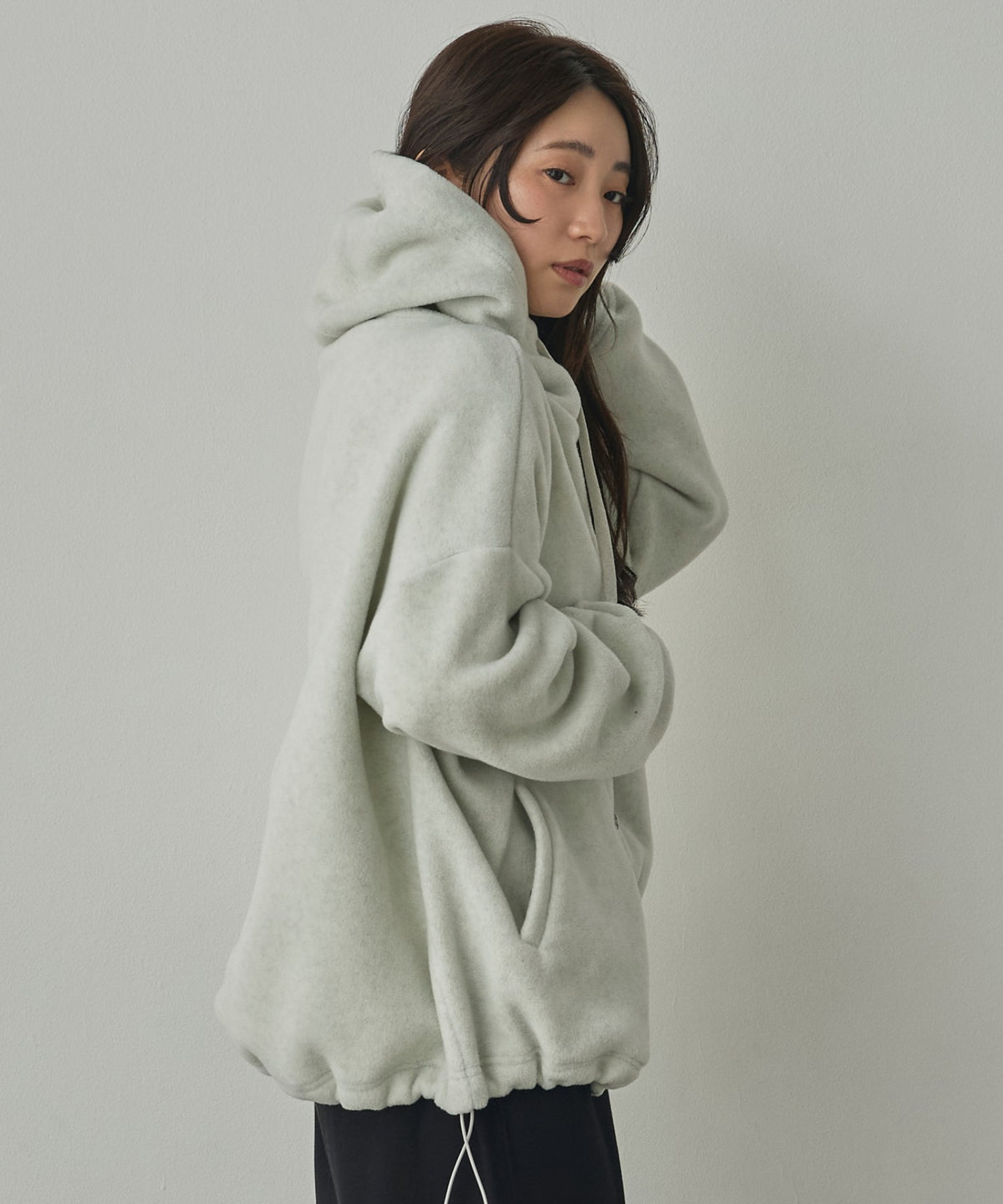 BOUCLÉ-CUT HOODED BLOUSON